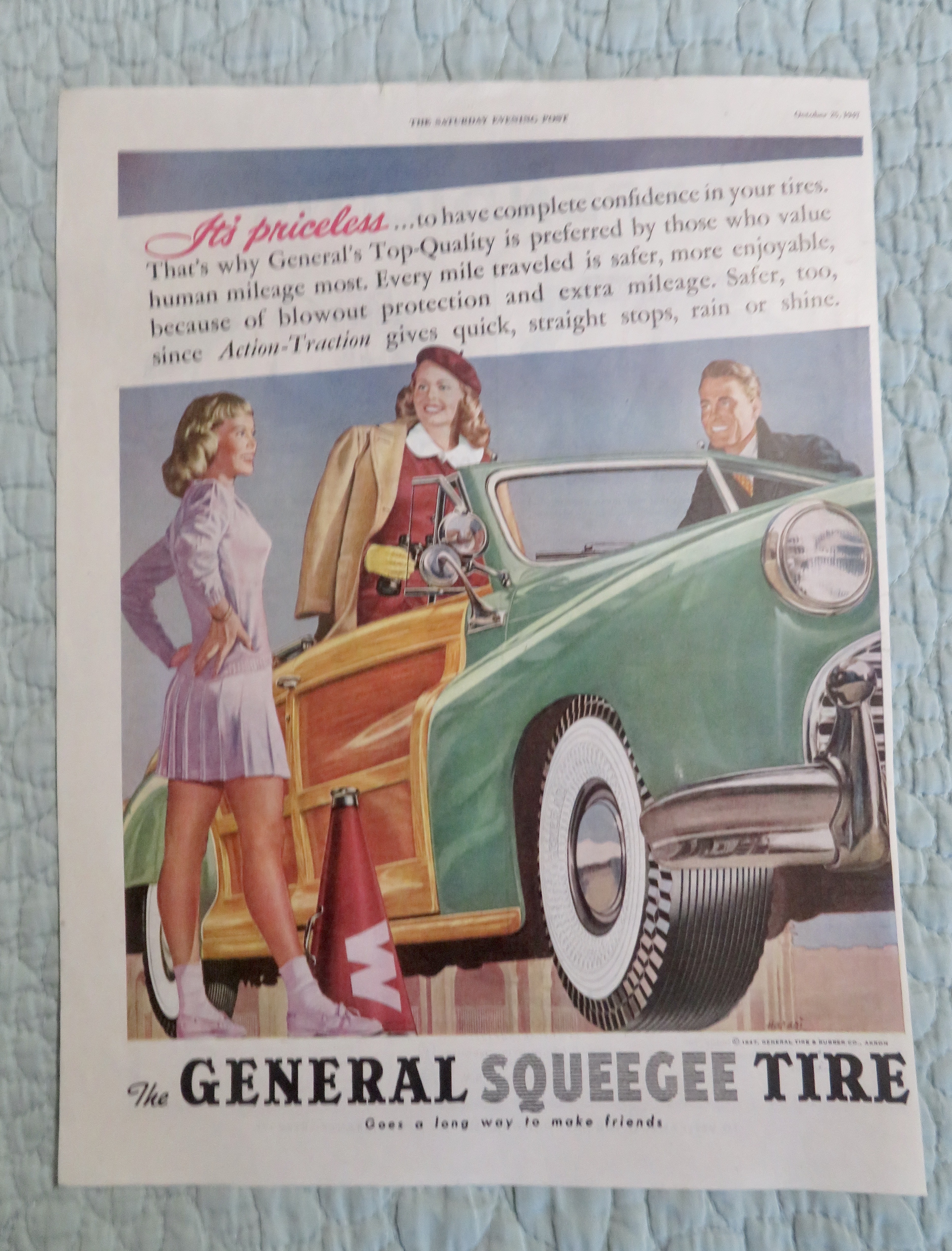 1947 General Squeegee Tire with Woman in a Car Talking