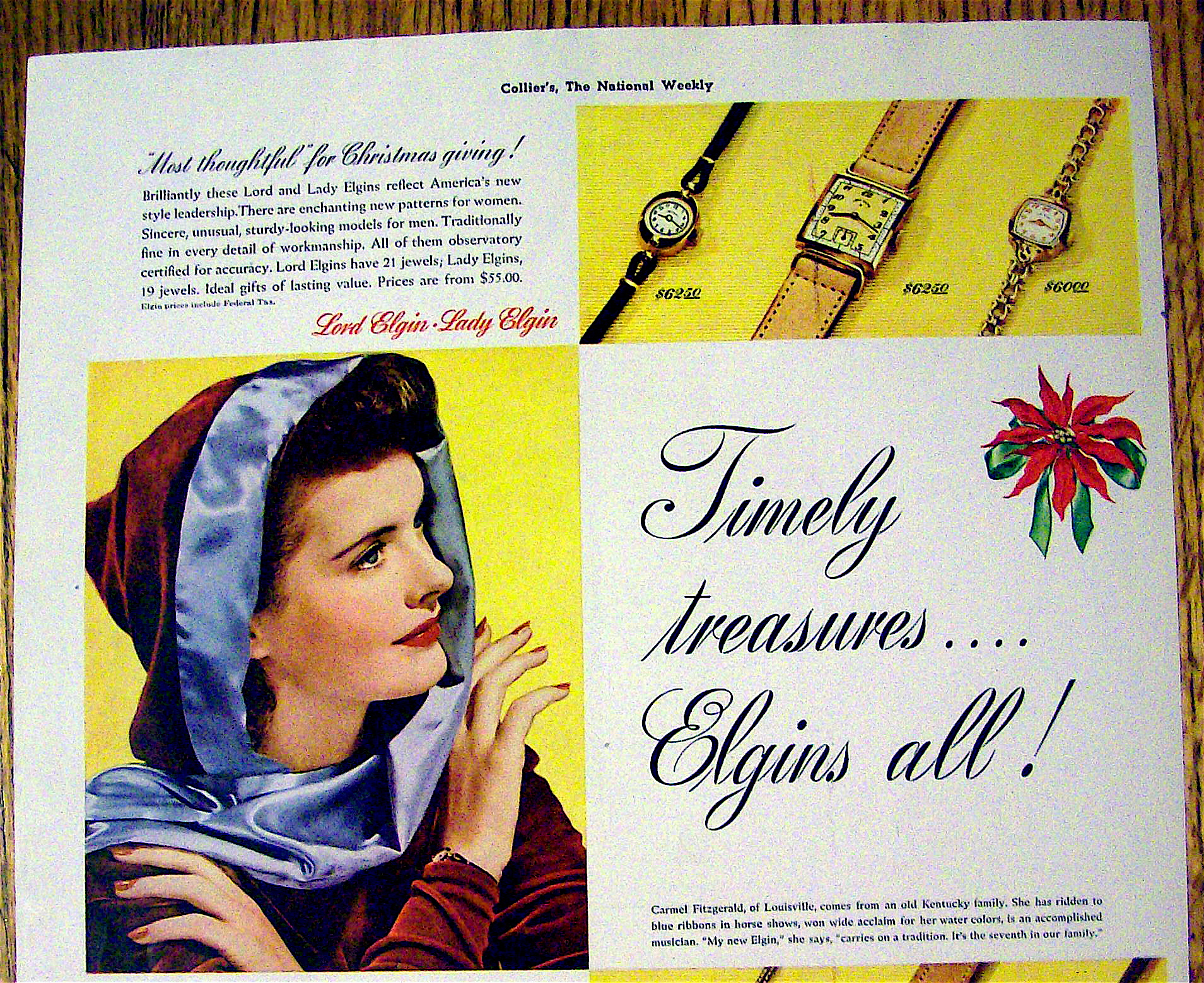 1941 Elgin Watches with Lovely Woman & Watches