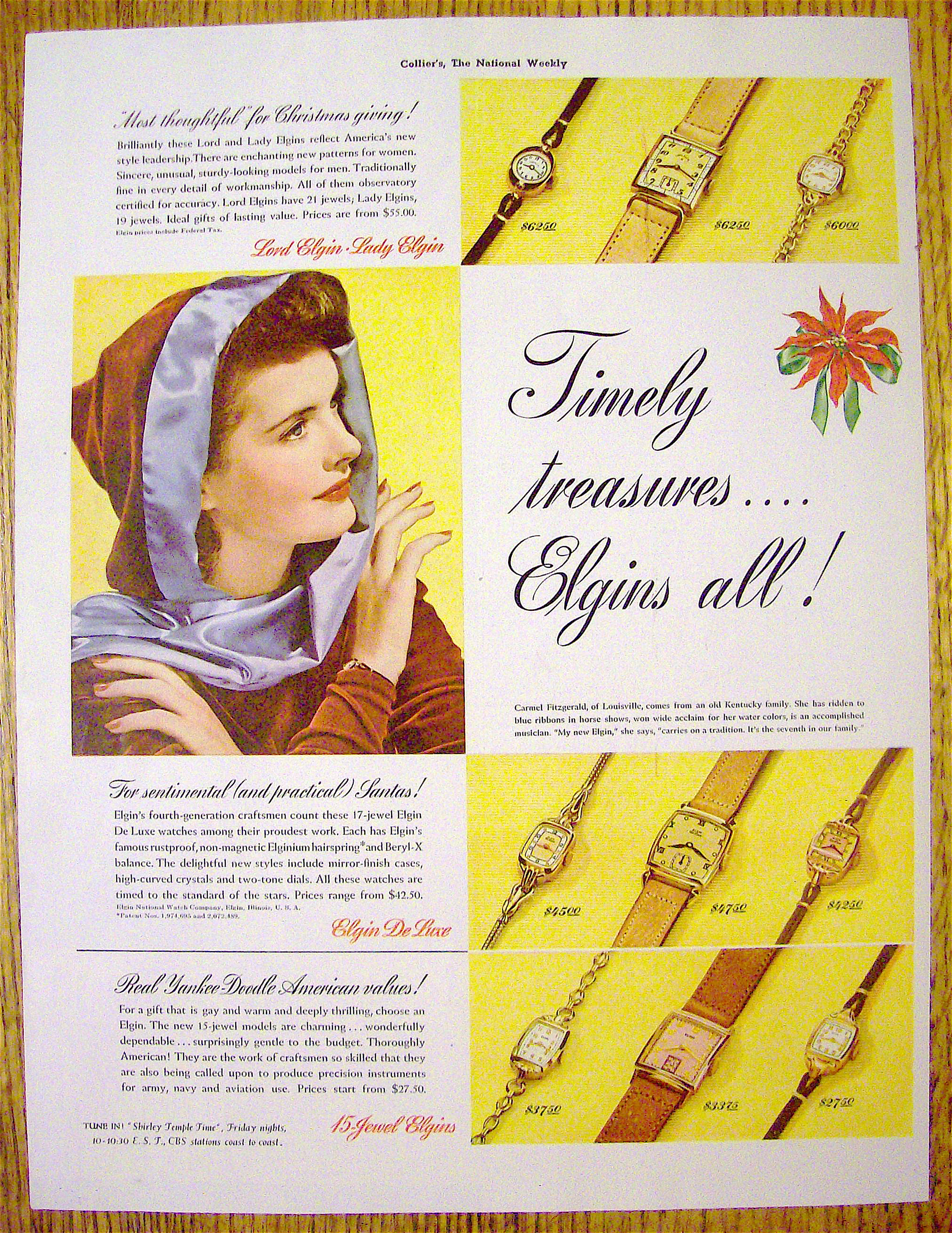 1941 Elgin Watches with Lovely Woman & Watches