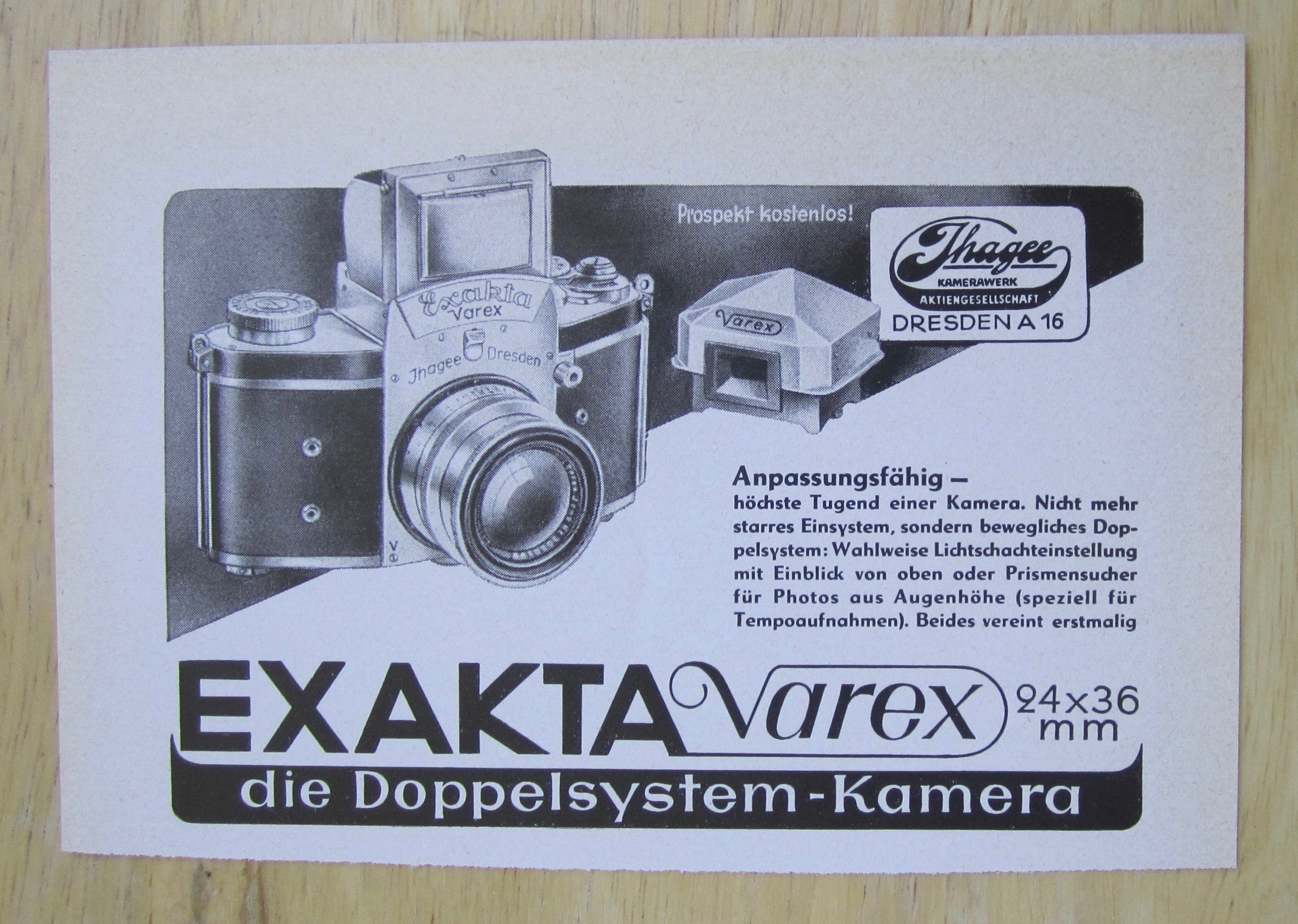1952 Exakta Varex Camera with the Camera