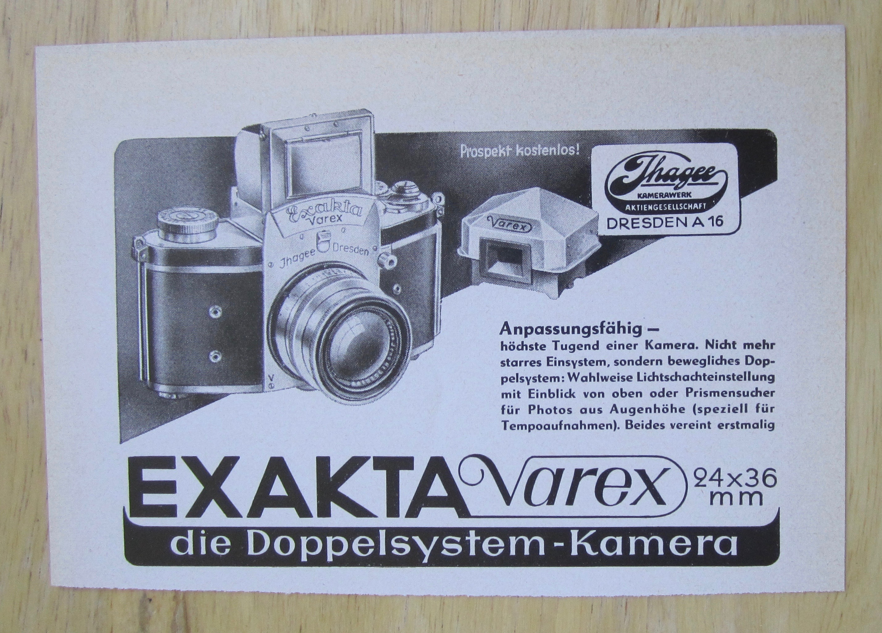 1952 Exakta Varex Camera with the Camera