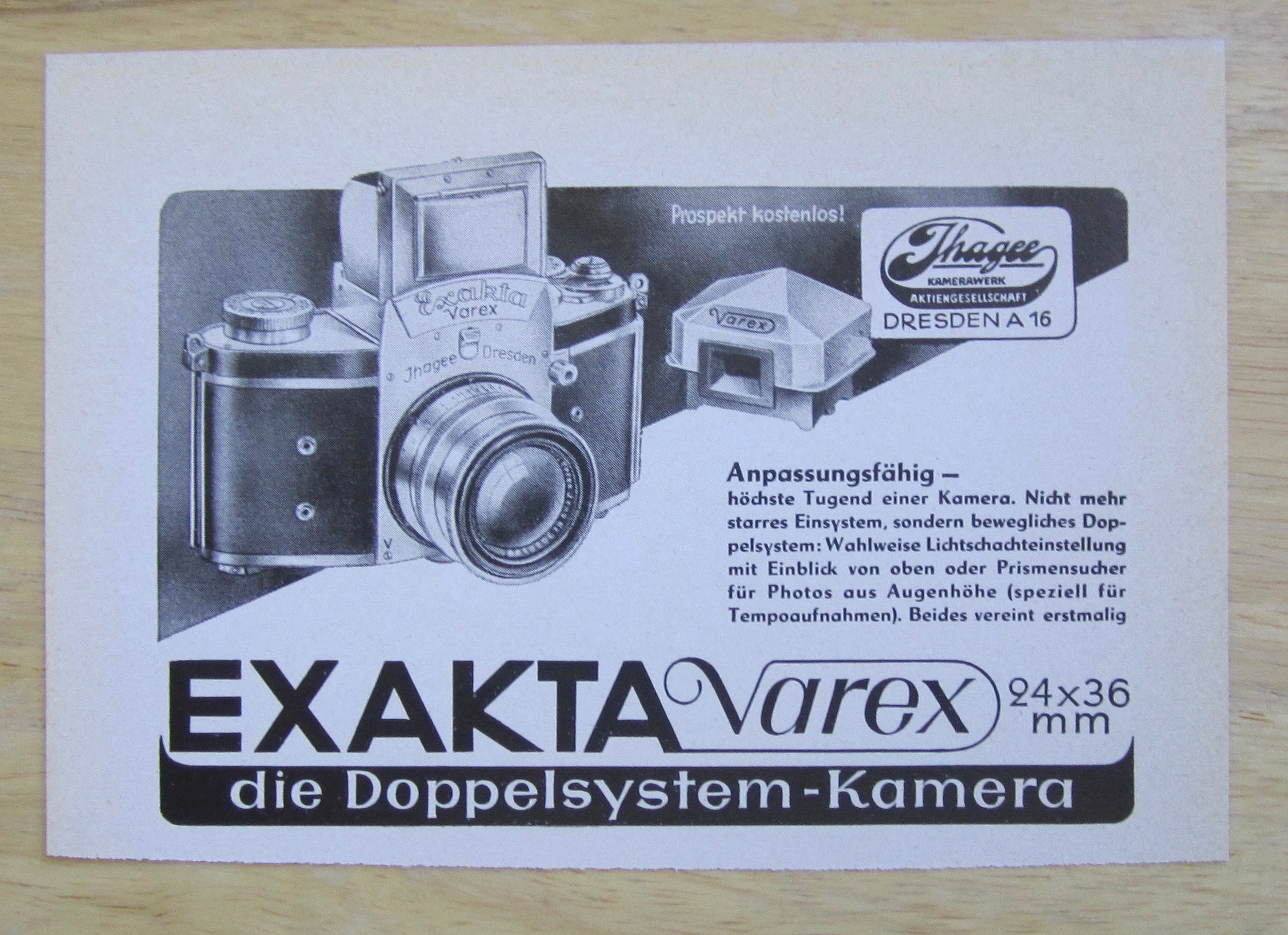 1952 Exakta Varex Camera with the Camera