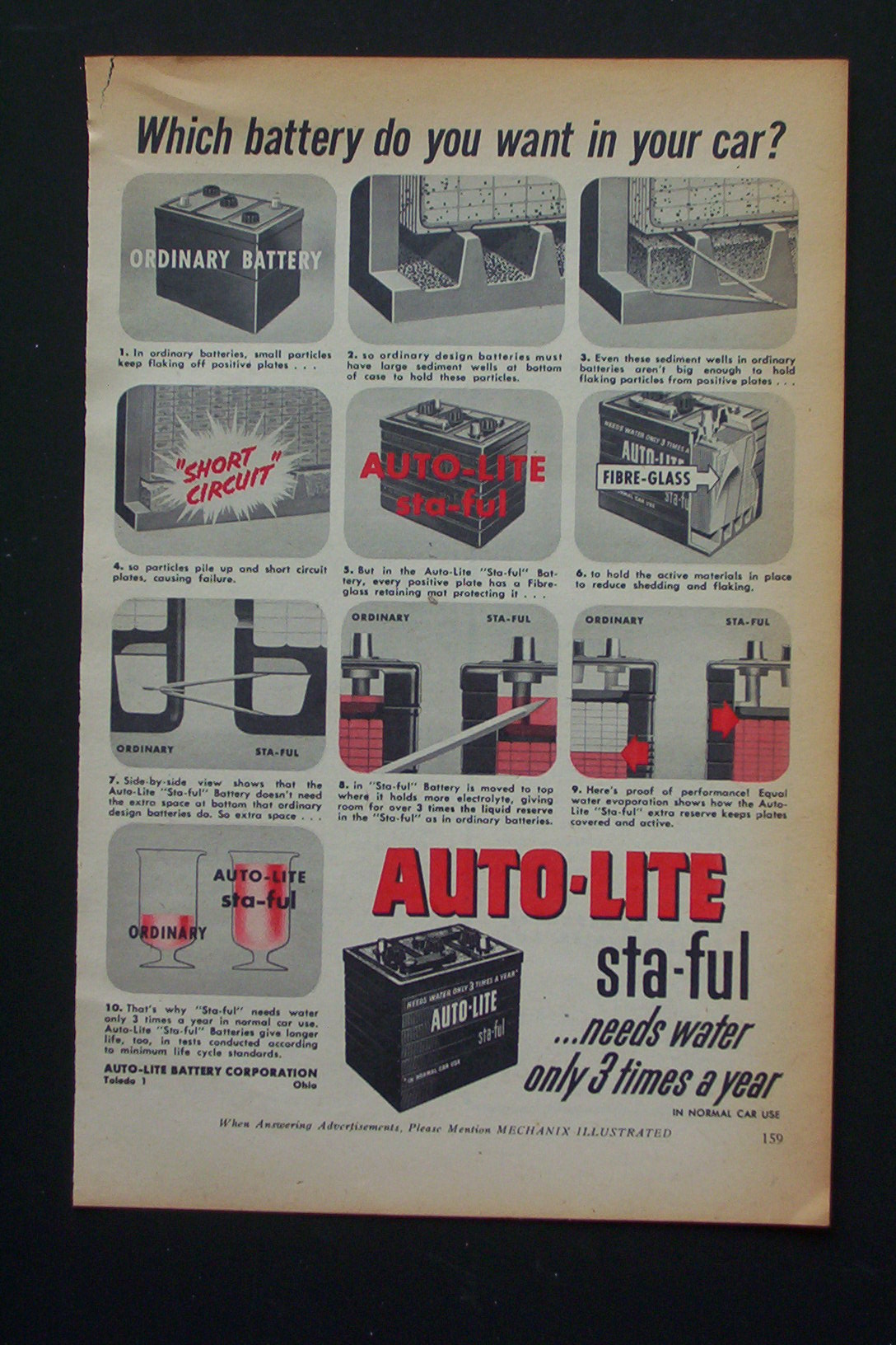 1952 Auto-Lite Sta-Ful Battery w/Which Battery In Car
