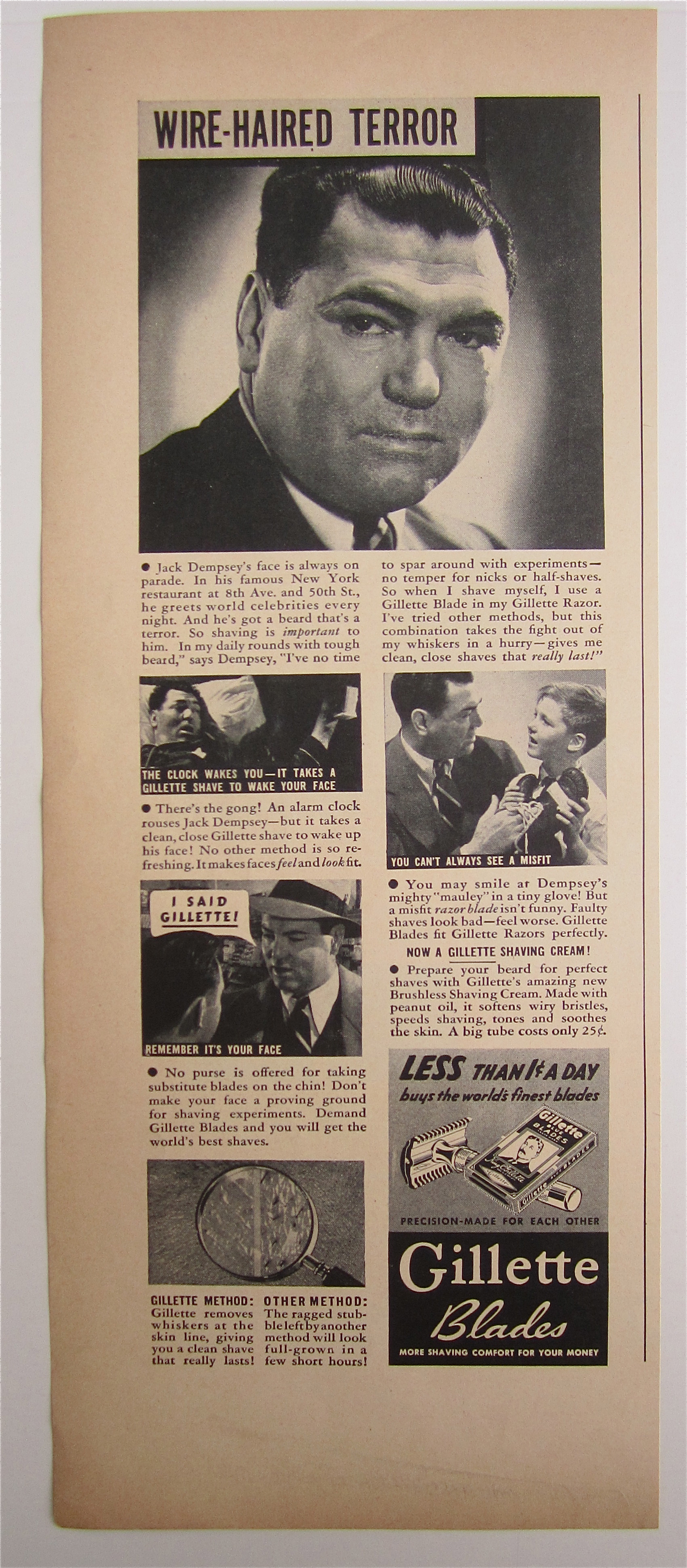 1938 Gillette Blades with Boxing Legend Jack Dempsey