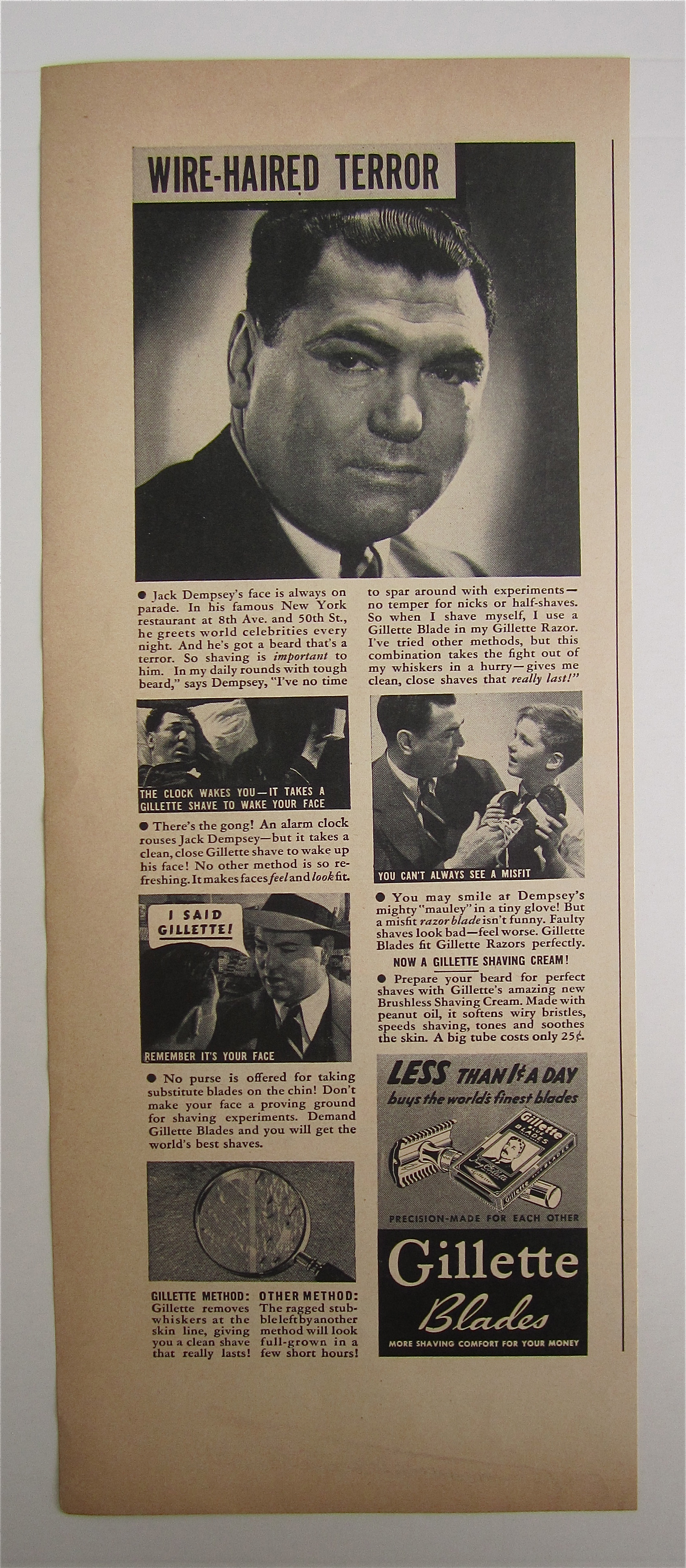 1938 Gillette Blades with Boxing Legend Jack Dempsey