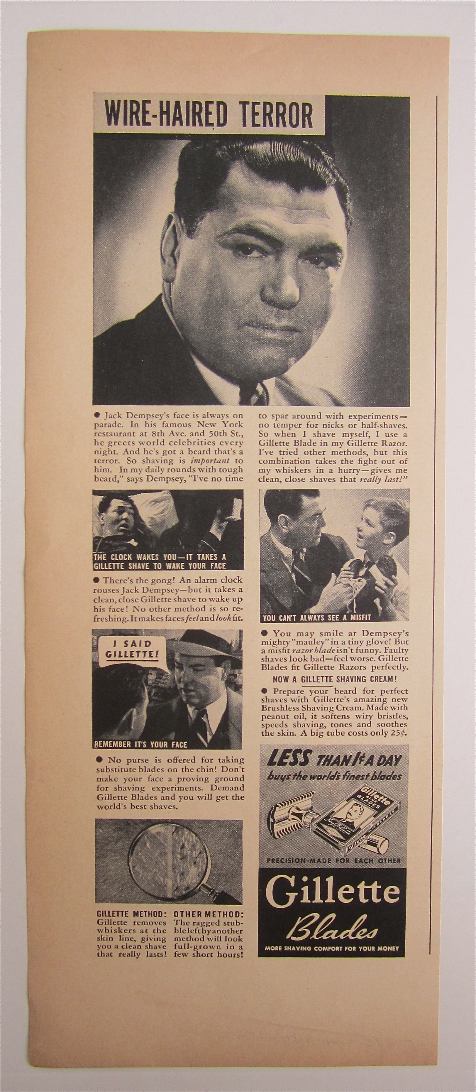 1938 Gillette Blades with Boxing Legend Jack Dempsey