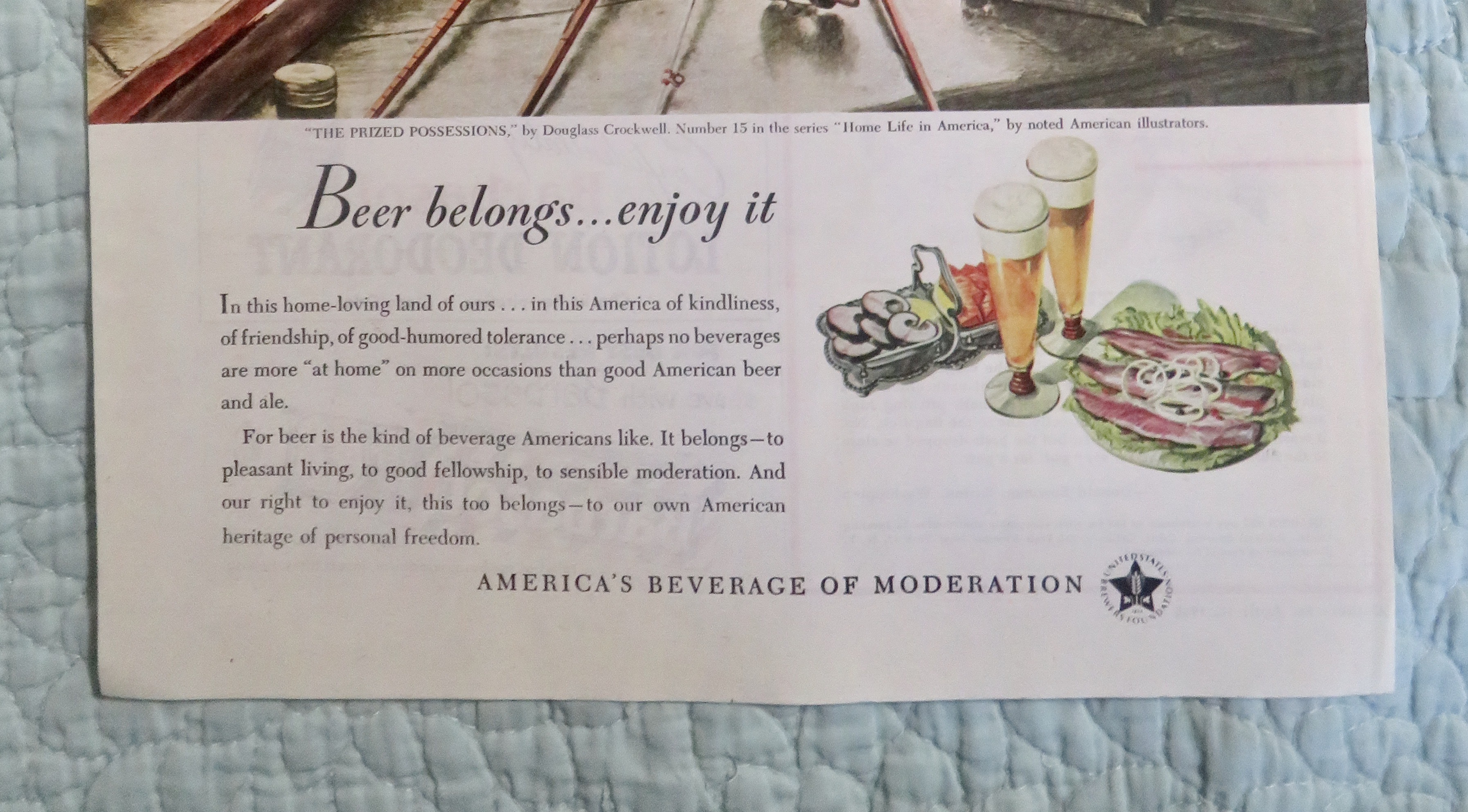1948 Beer Belongs with Prized Possessions By Crockwell