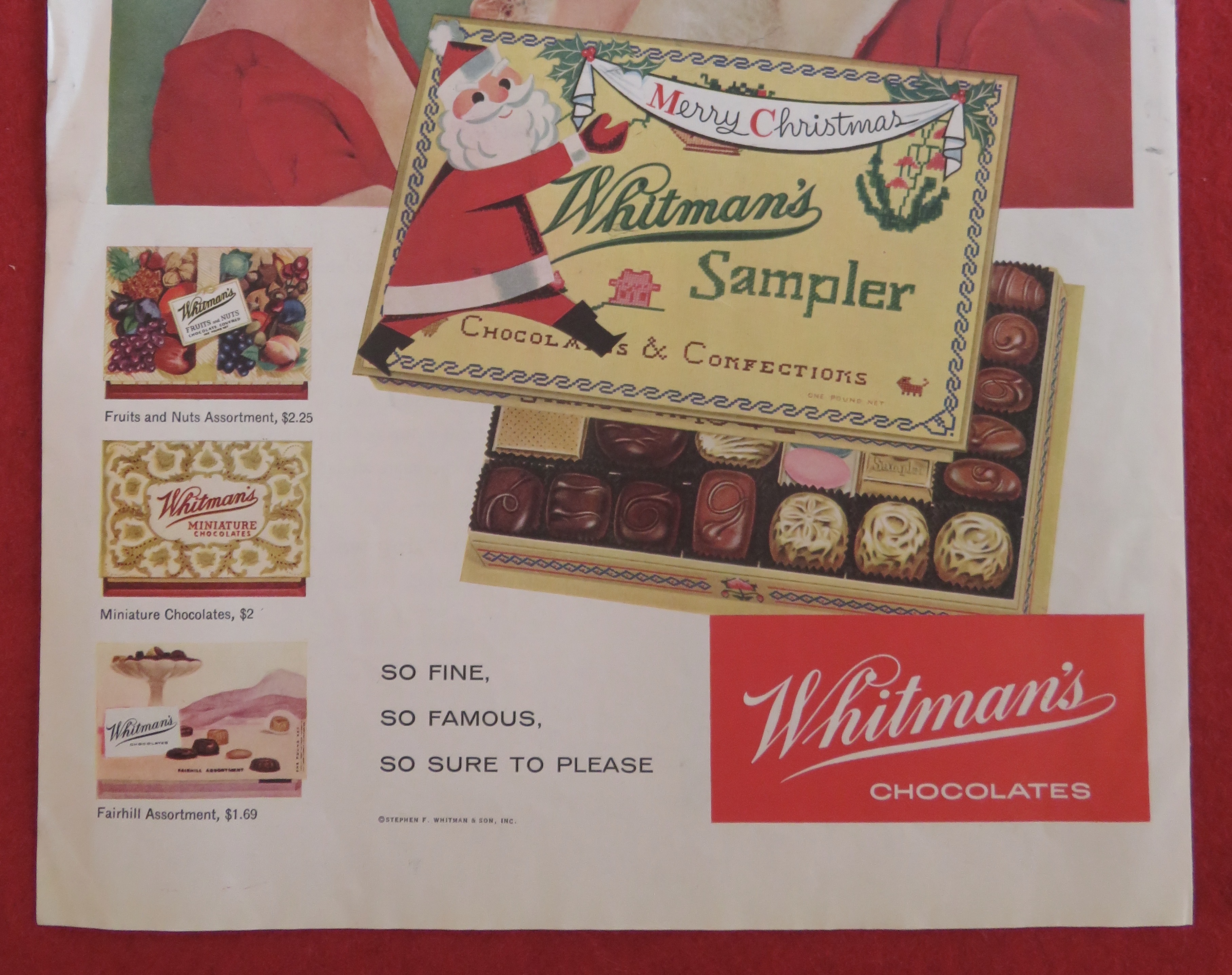 1957 Whitman's Sampler with Woman & Man as Santa