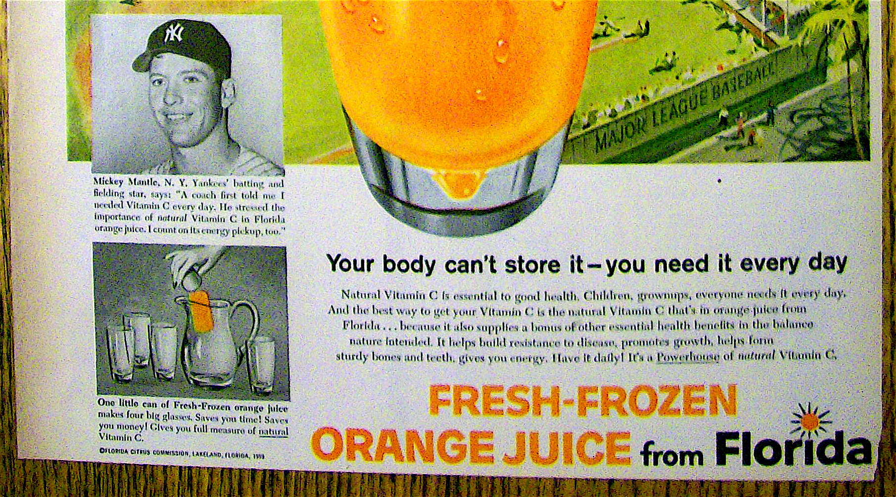 1959 Powerhouse Orange Juice with Mickey Mantle