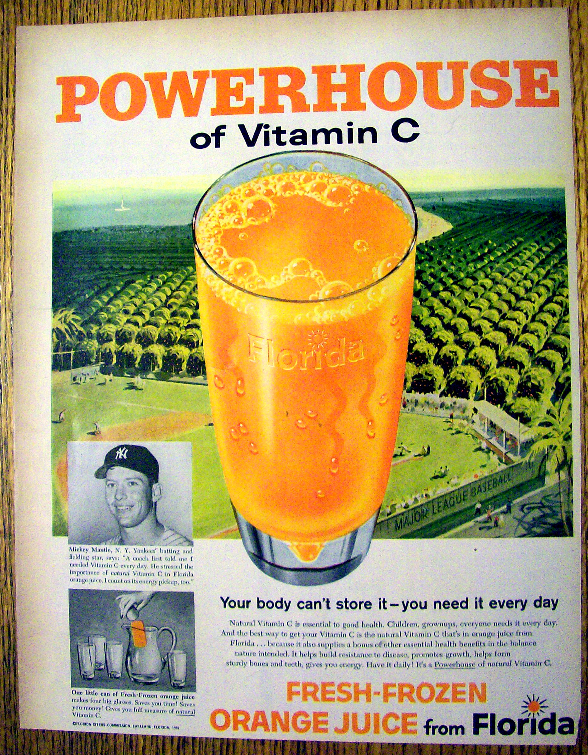 1959 Powerhouse Orange Juice with Mickey Mantle