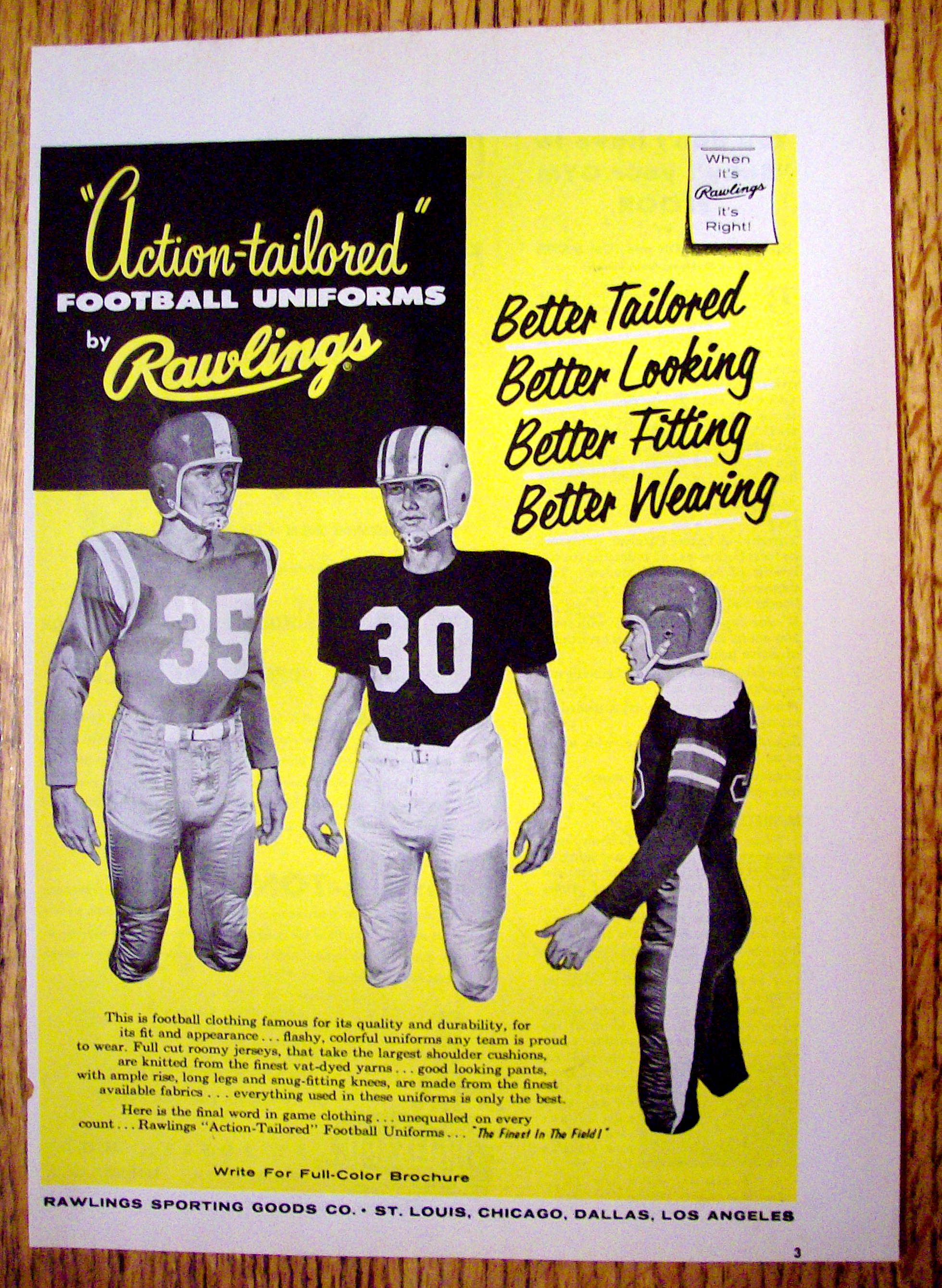 Vintage Ad: 1955 Rawlings Football Uniforms
