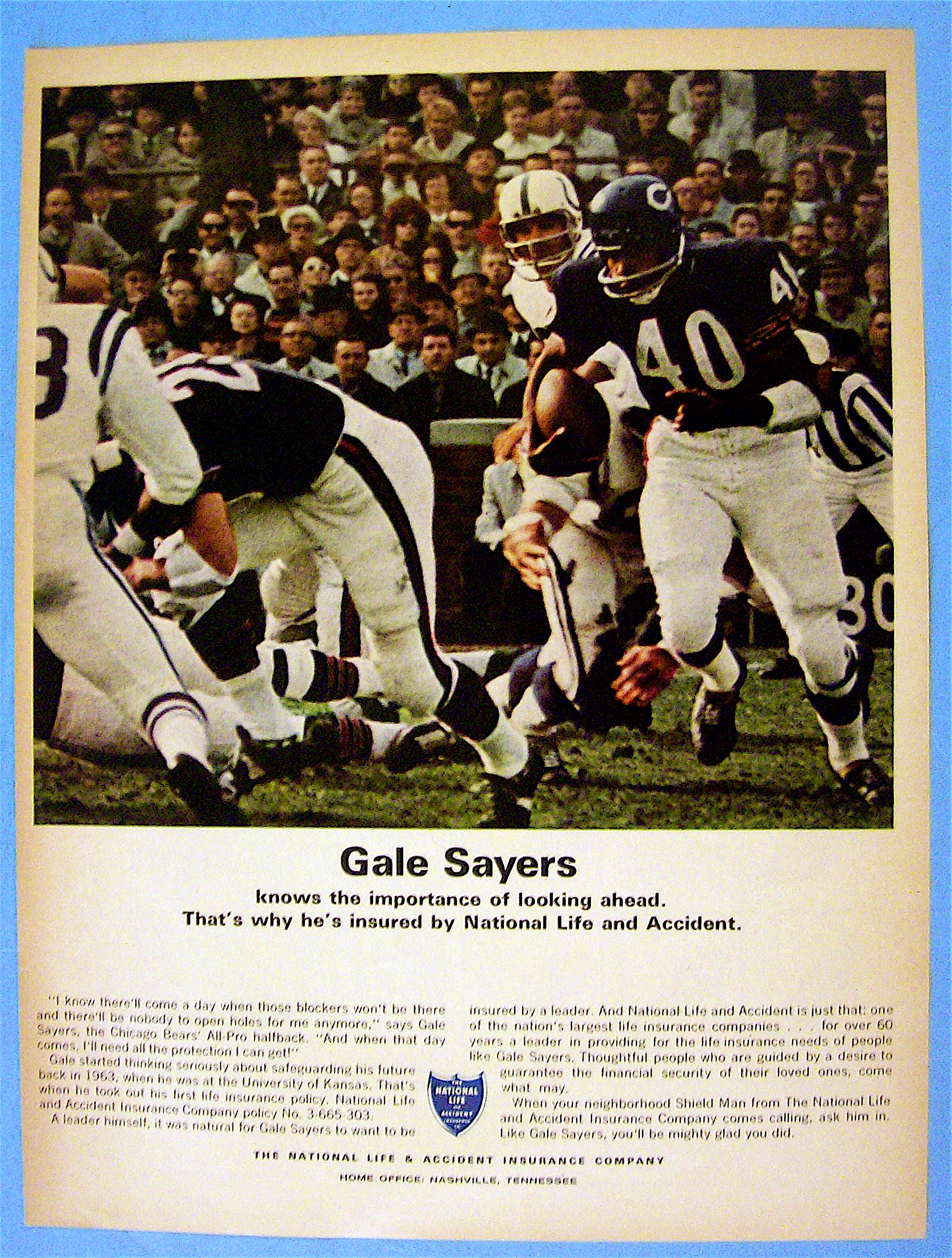 1967 National Life & Accident Insurance w/ Gale Sayers