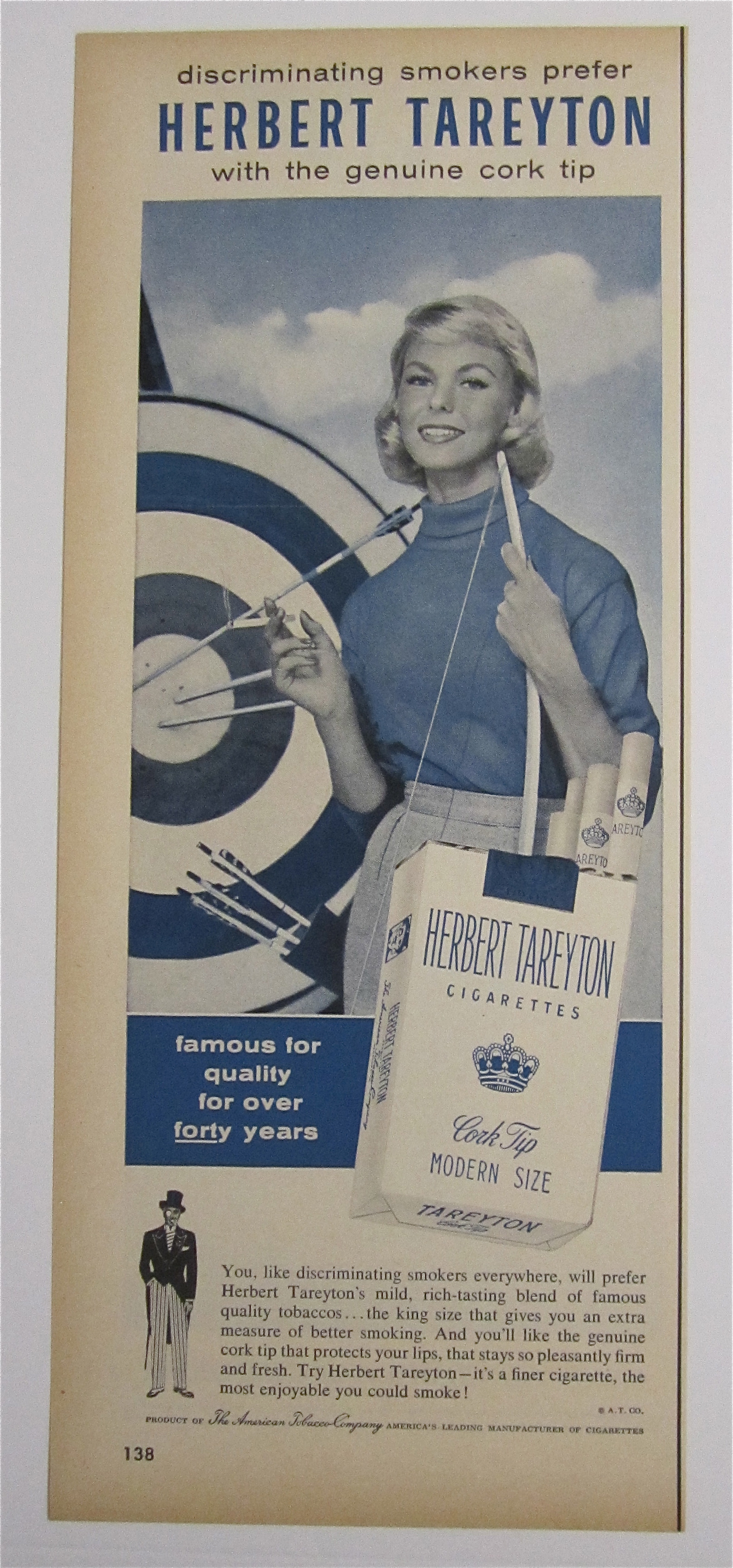 1956 Herbert Tareyton Cigarettes with Woman & Dartboard