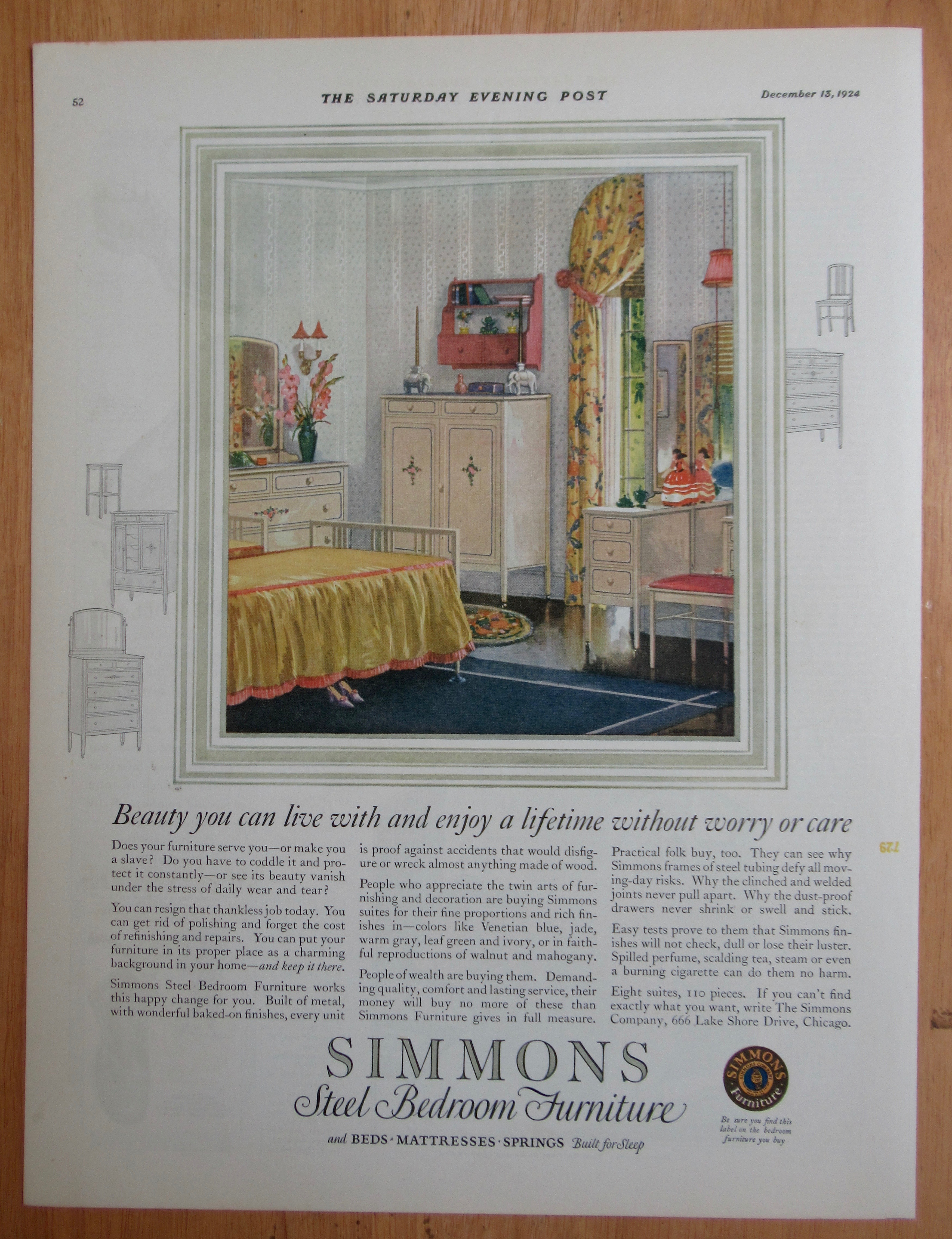 1924 Simmons Furniture with Steel Bedroom Furniture