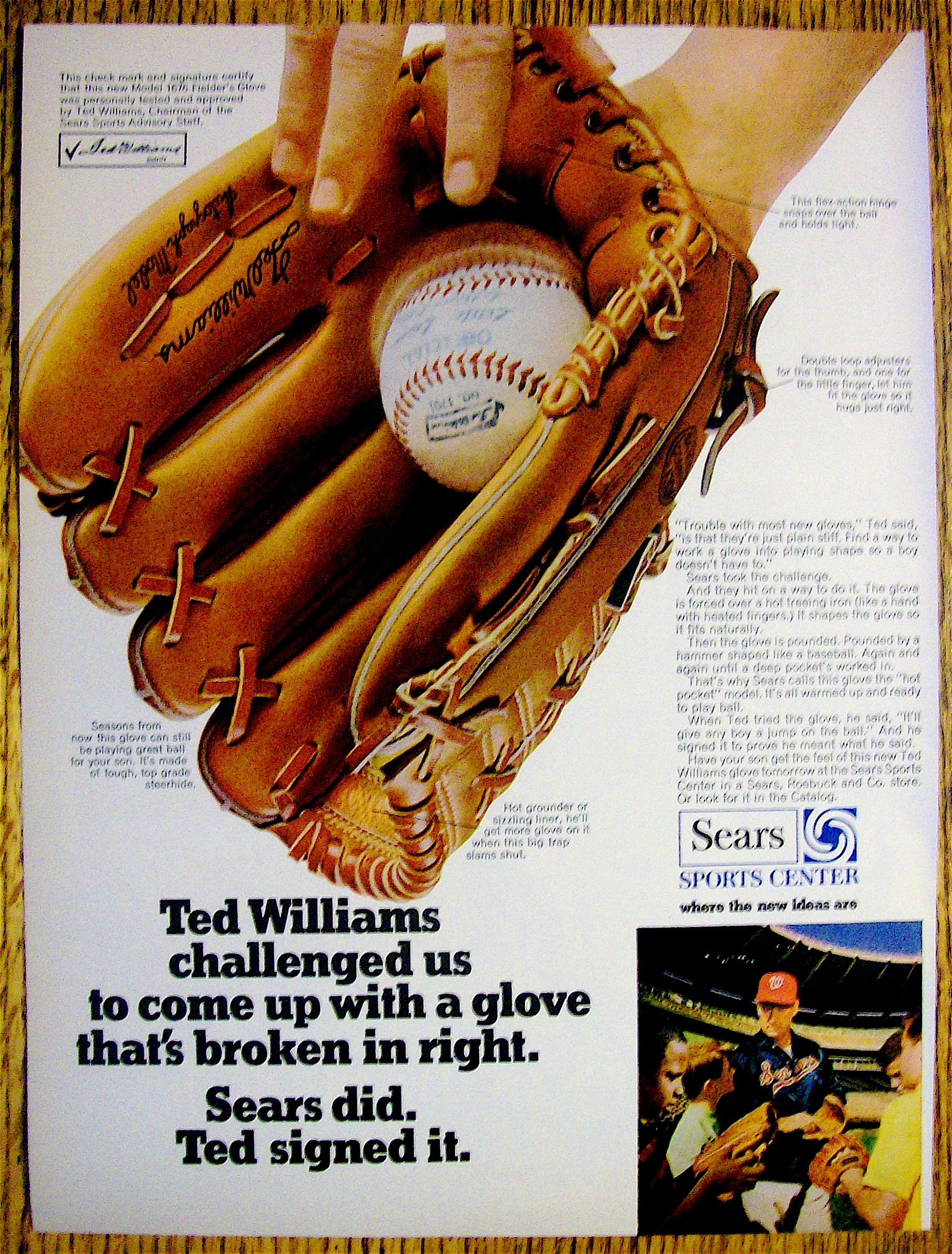 1970 Sears Baseball Glove with Baseball's Ted Williams