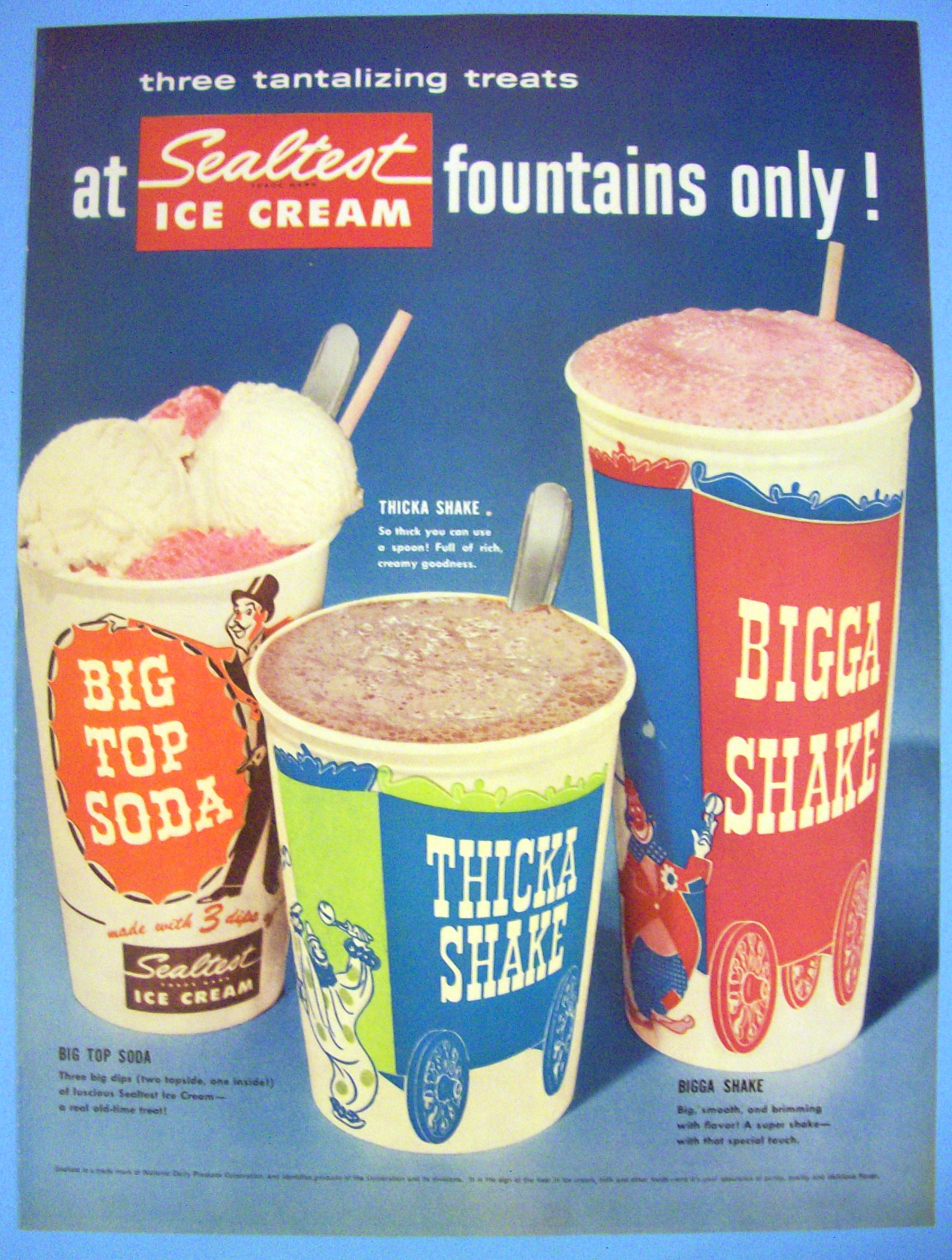 1955 Sealtest Ice Cream with Shakes & Big Top Soda