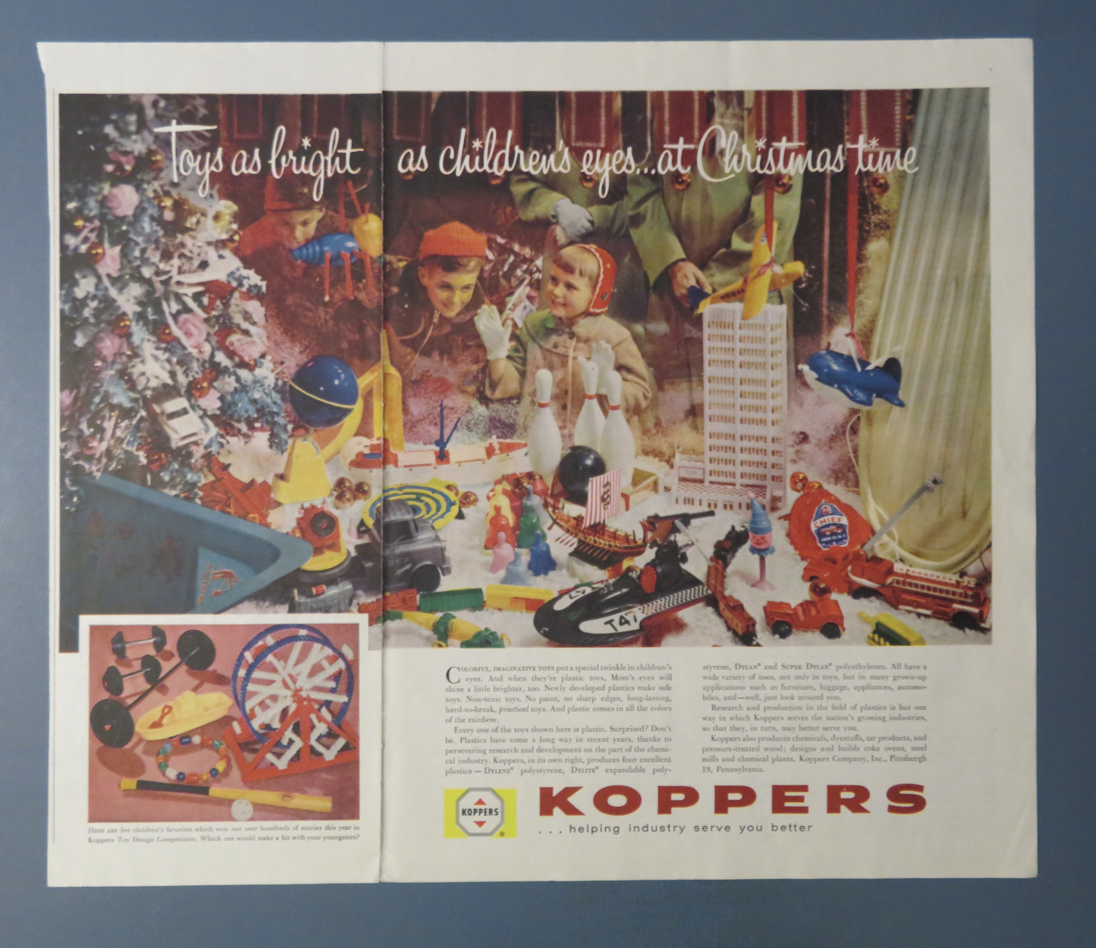 1958 Koppers with Children Looking At Toys In Window