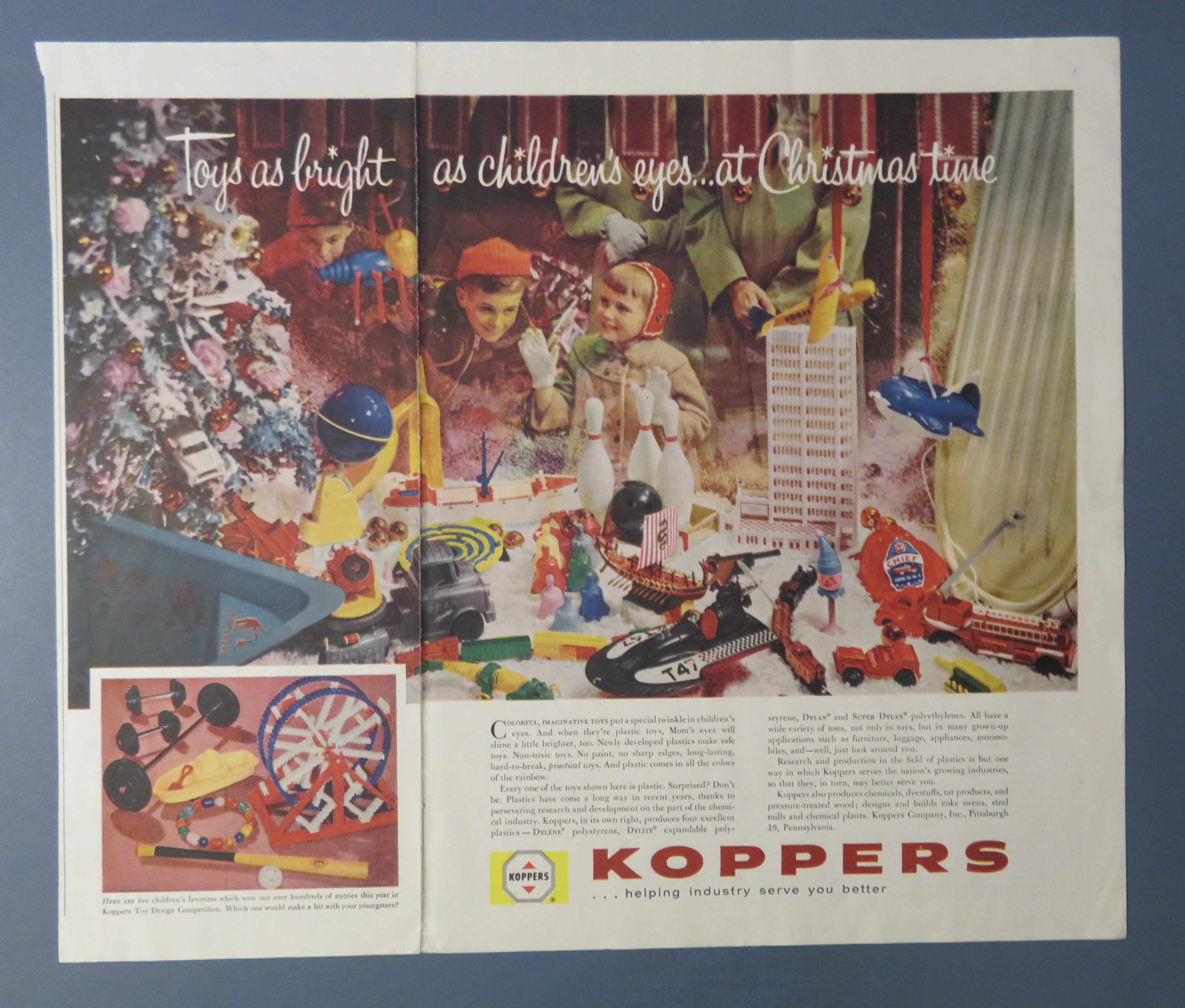 1958 Koppers with Children Looking At Toys In Window