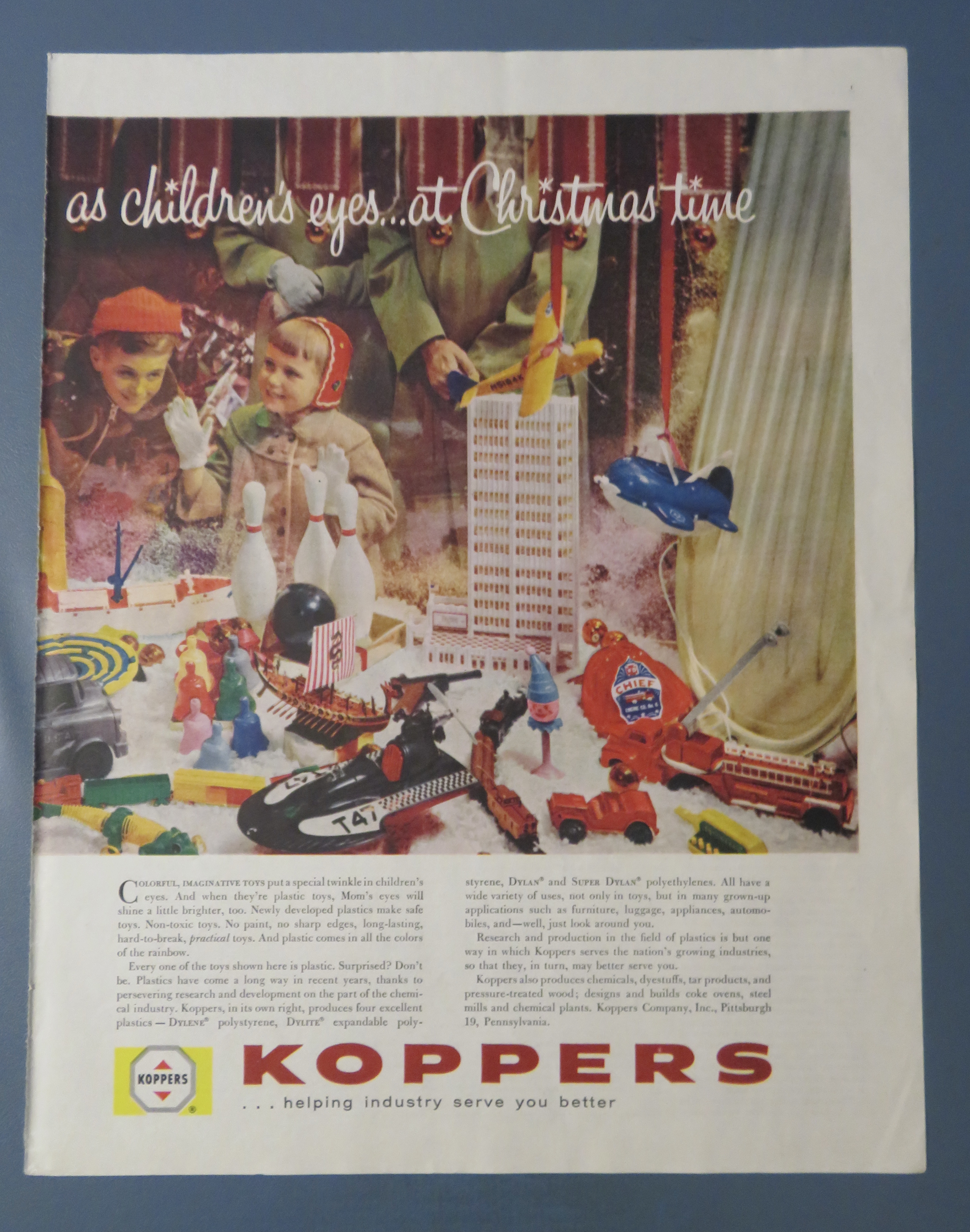 1958 Koppers with Children Looking At Toys In Window