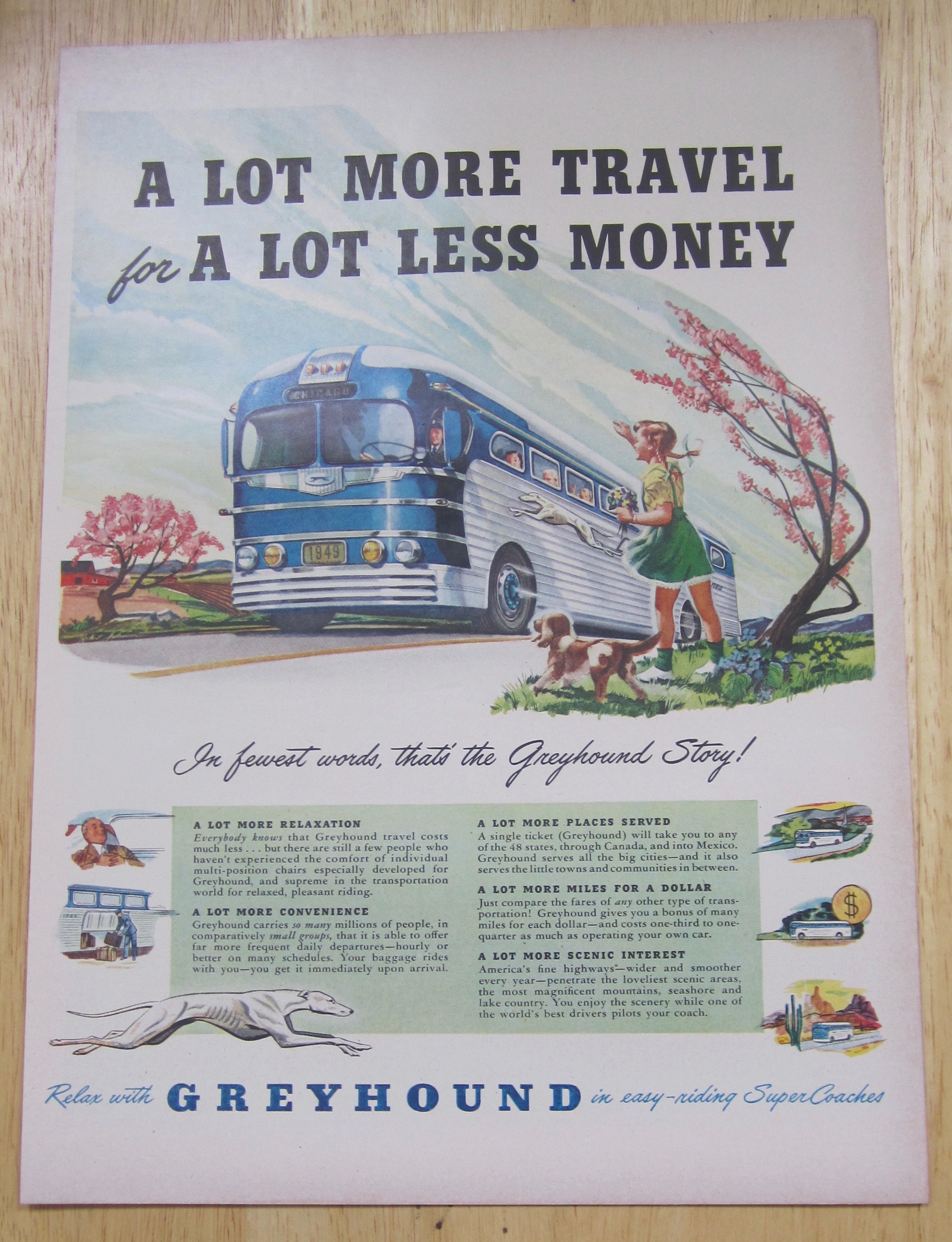 1949 Greyhound with Little Girl Waving At Bus