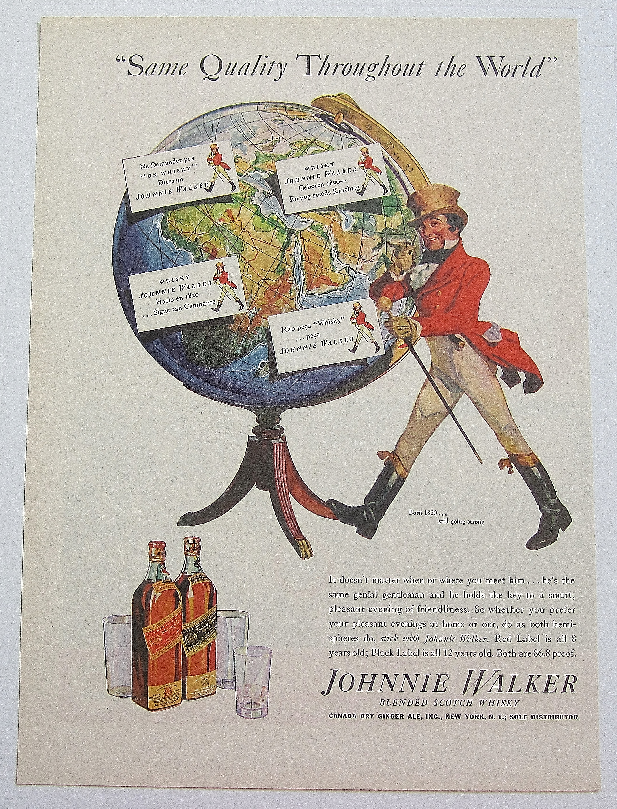 1937 Johnnie Walker w/ Johnnie Walker & Globe Of World