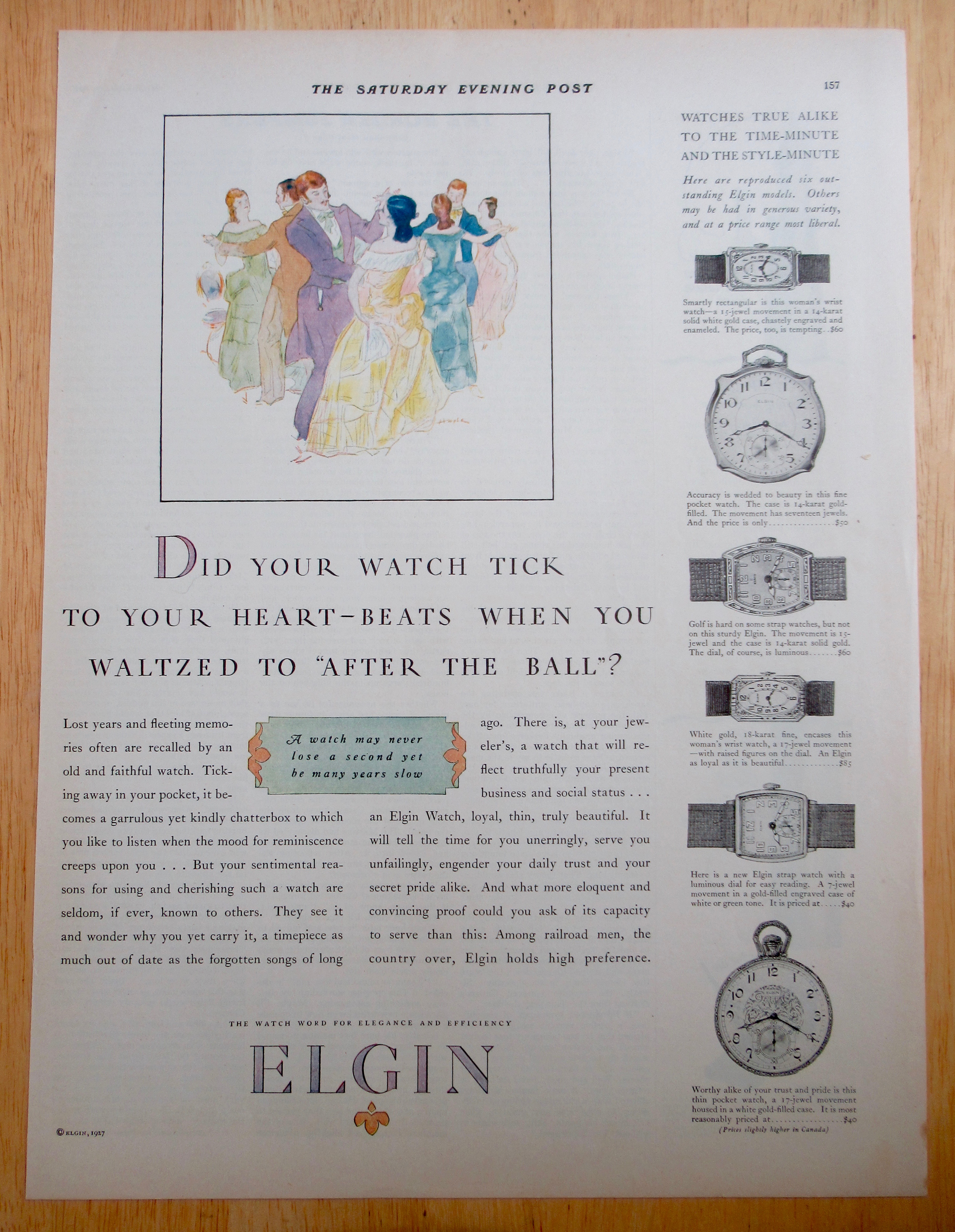 1927 Elgin Watches with People Waltzing