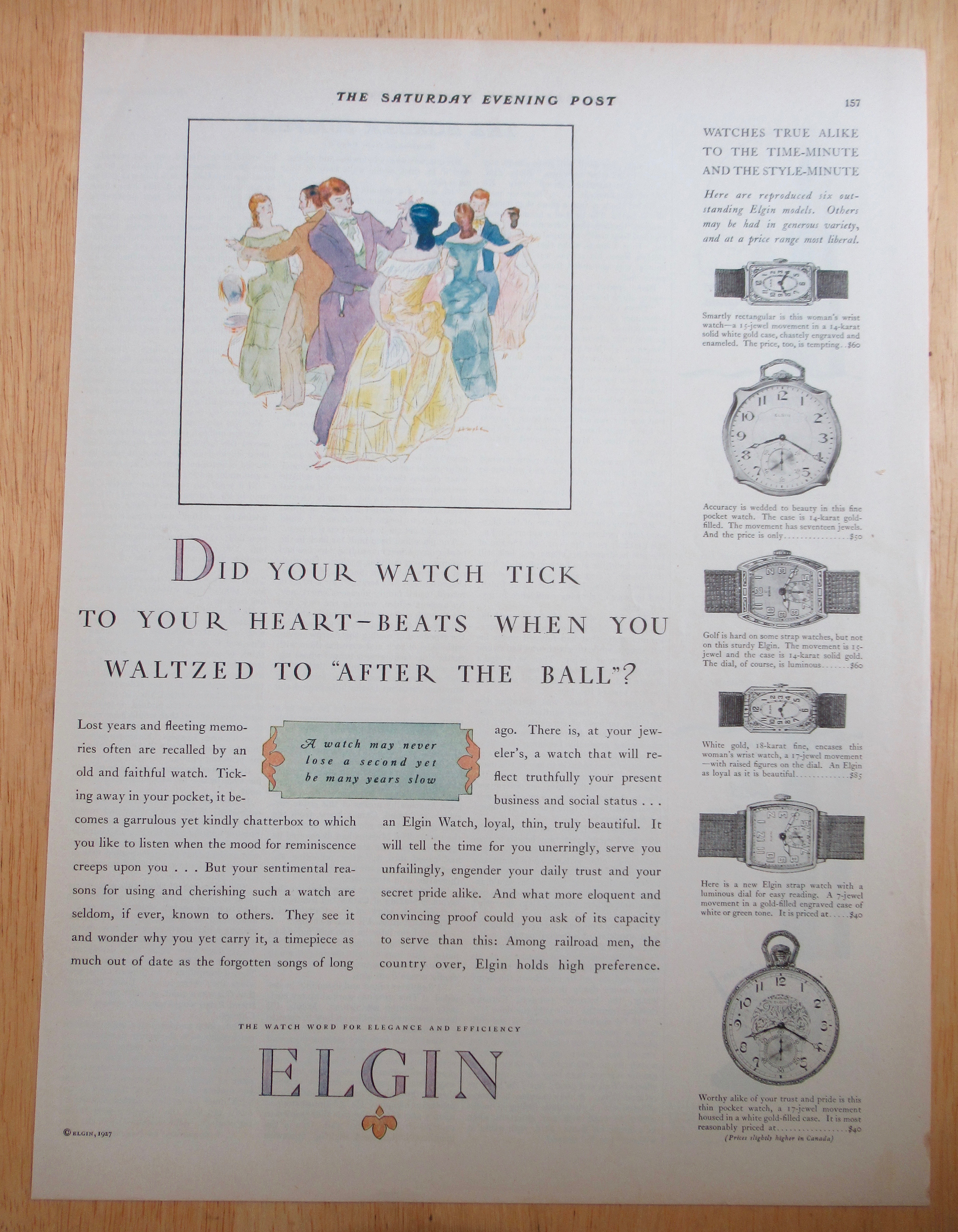 1927 Elgin Watches with People Waltzing