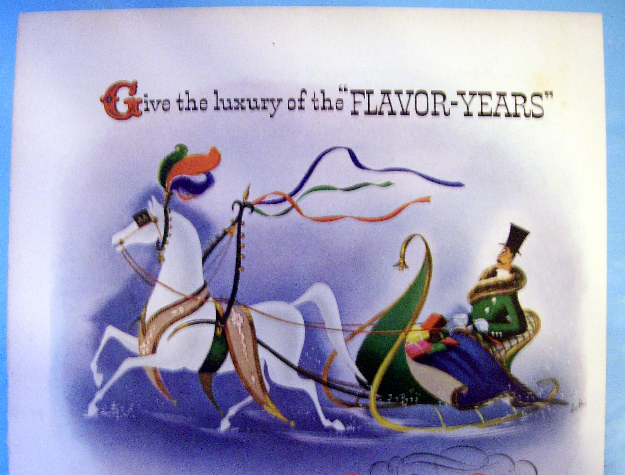 1940 Ancient Age Whiskey with Man in Sleigh