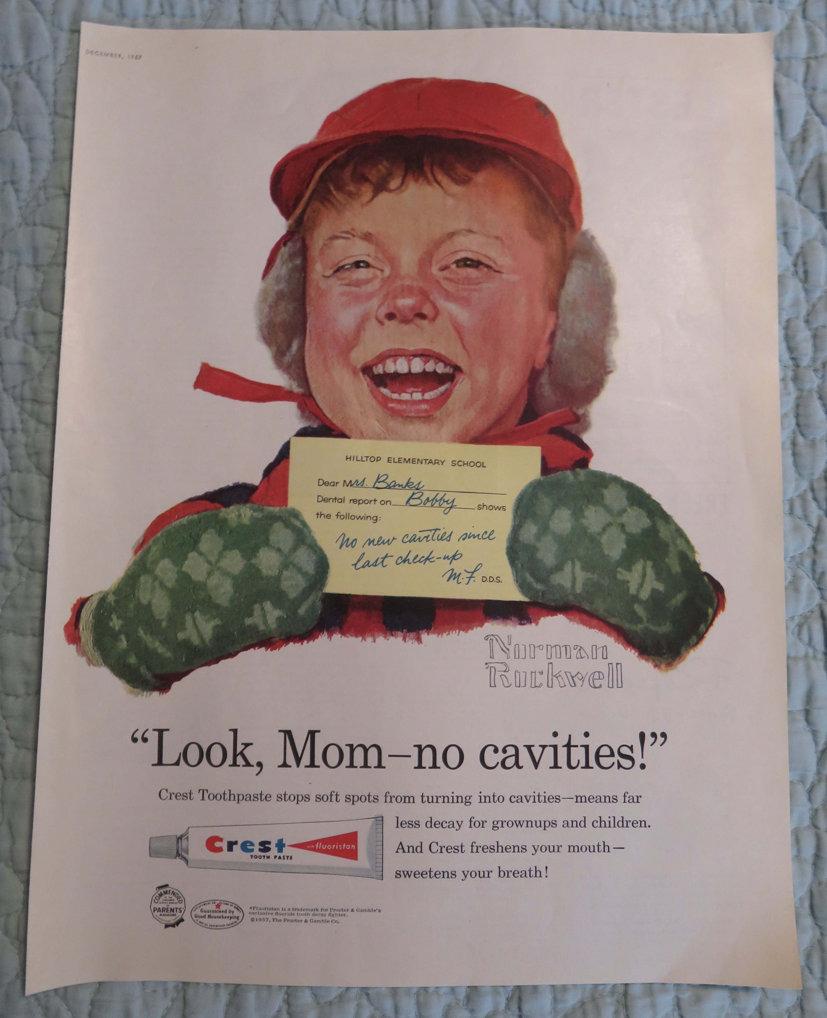 1957 Crest Toothpaste with Bobby By Norman Rockwell