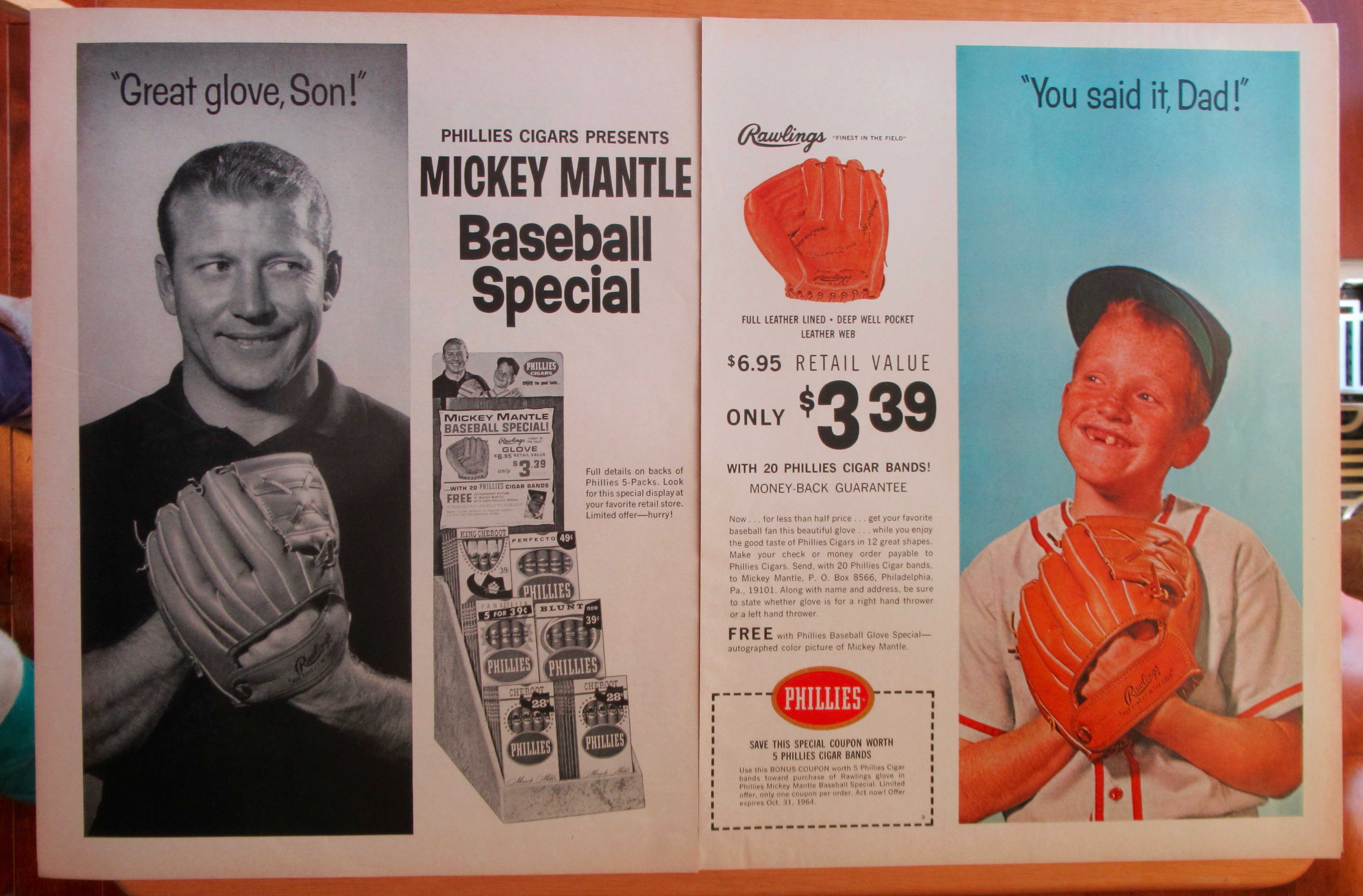 1964 Phillies Cigars with Mickey Mantle & Son