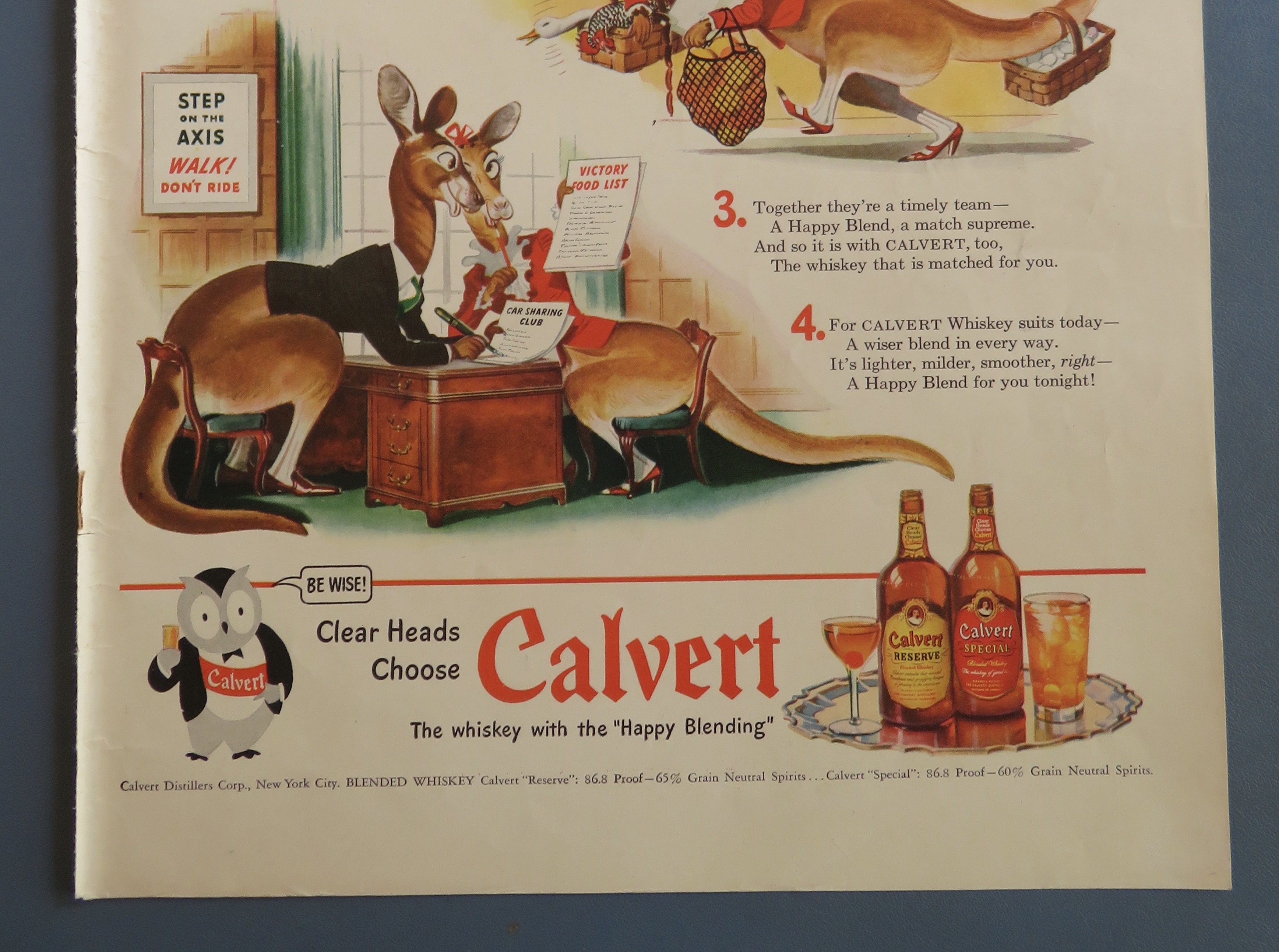 1943 Calvert Whiskey with Cuthbert Kangaroo