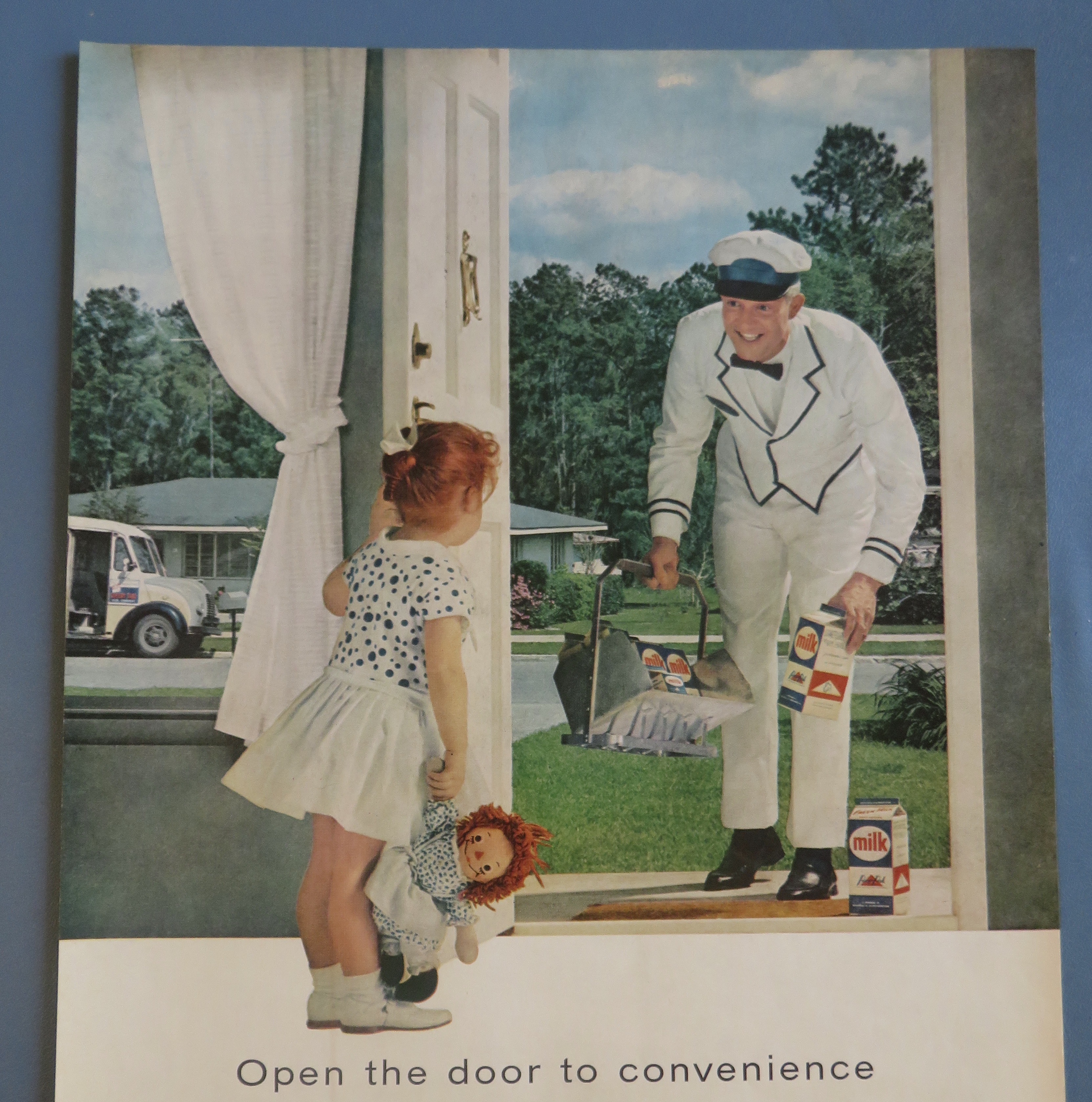 1959 Pure Pak Cartons with Milkman Delivering Milk