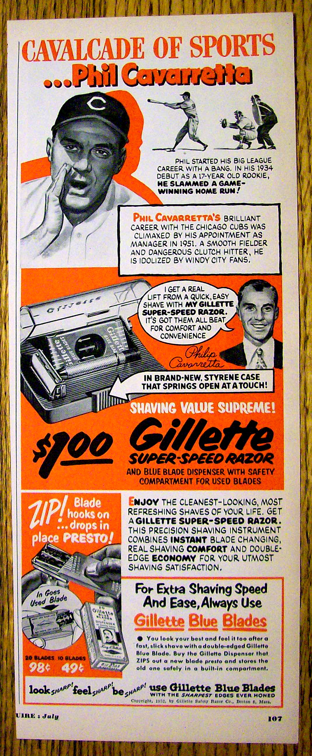 1952 Gillette Razor with Phil Cavarretta (Chicago Cubs)