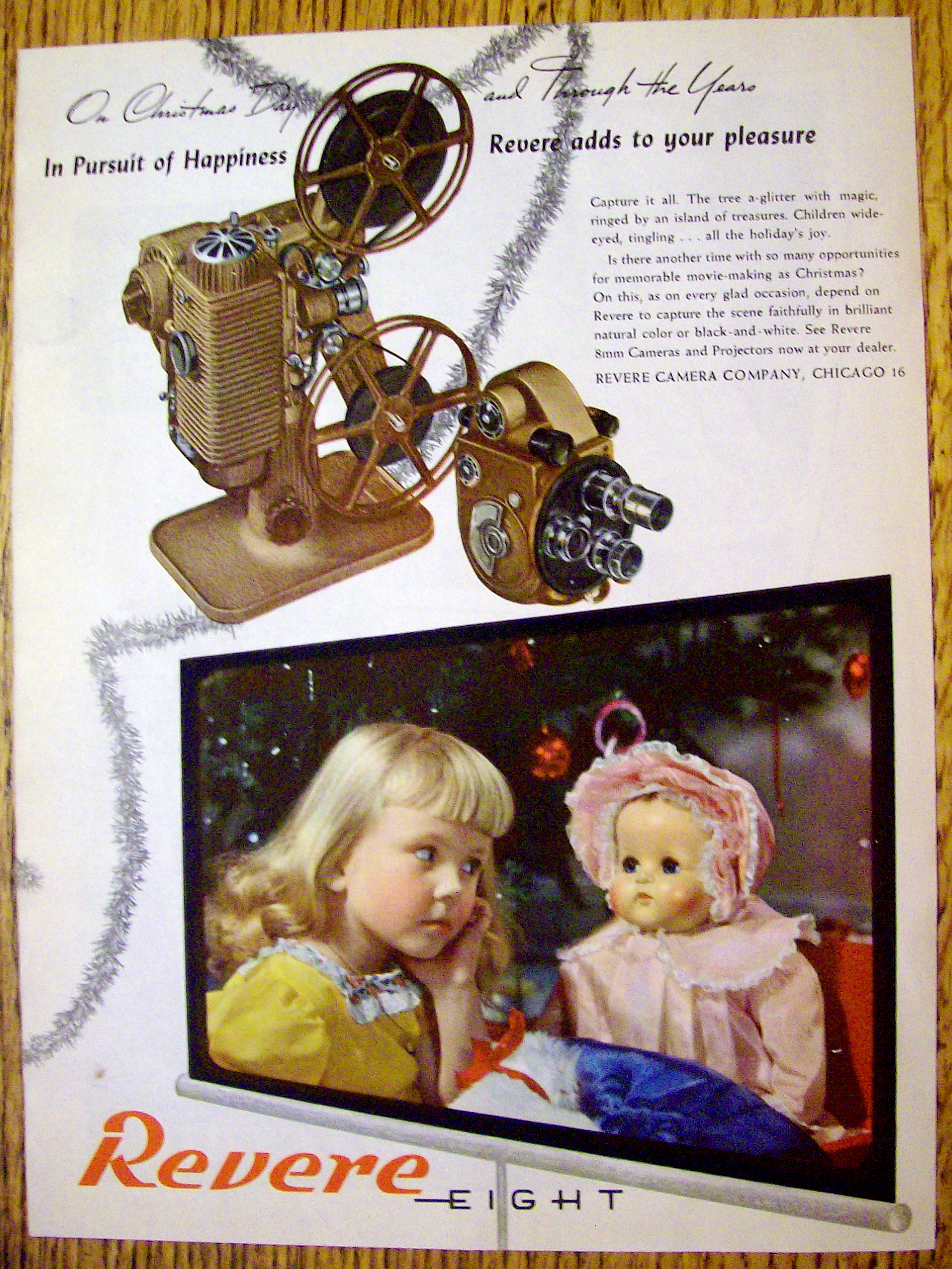 1946 Revere Eight Projector with Little Girl & Her Doll