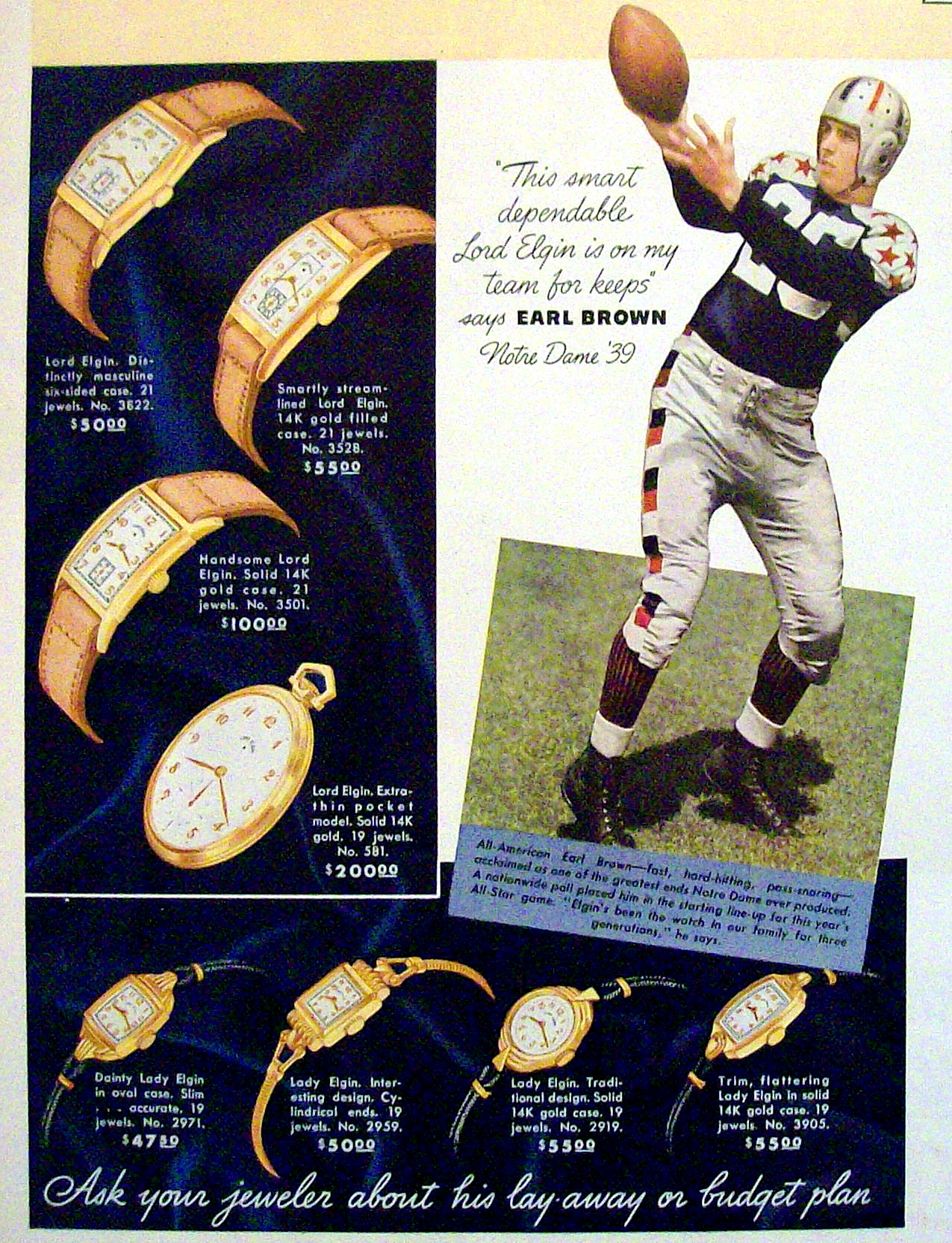Vintage Ad: 1939 Elgin Watches w/ Earl Brown