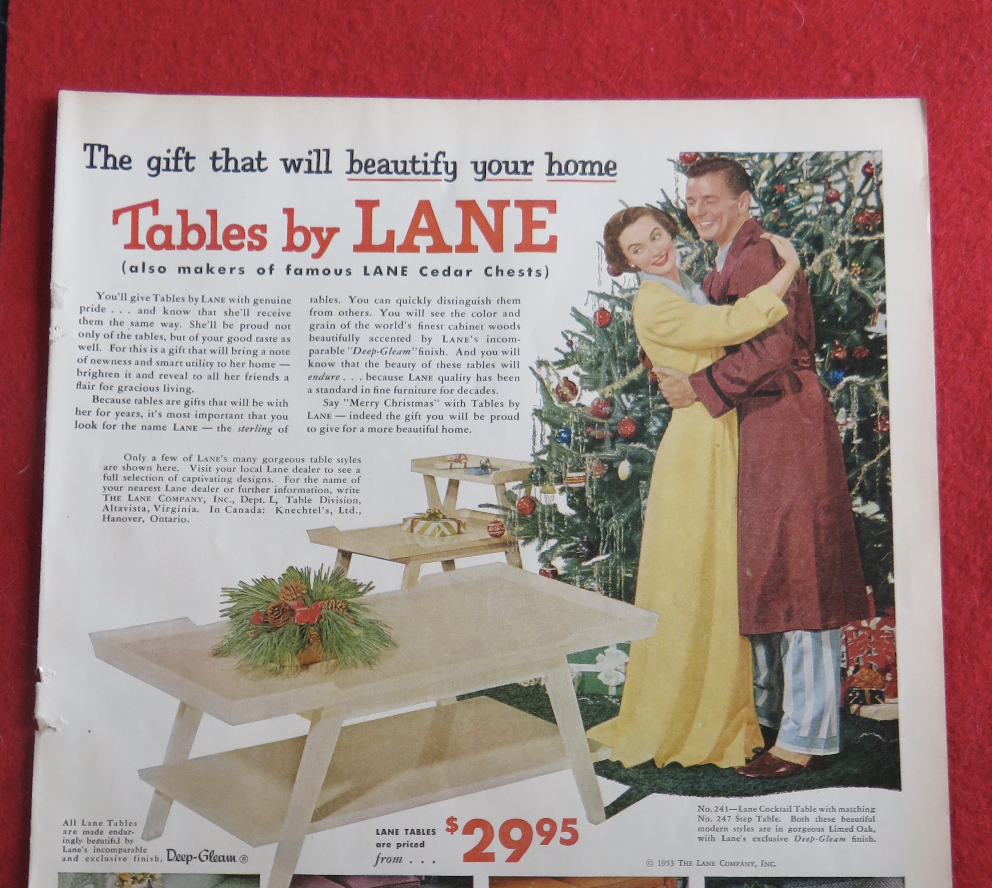 1953 Tables By Lane With Woman Getting Tables For Xmas