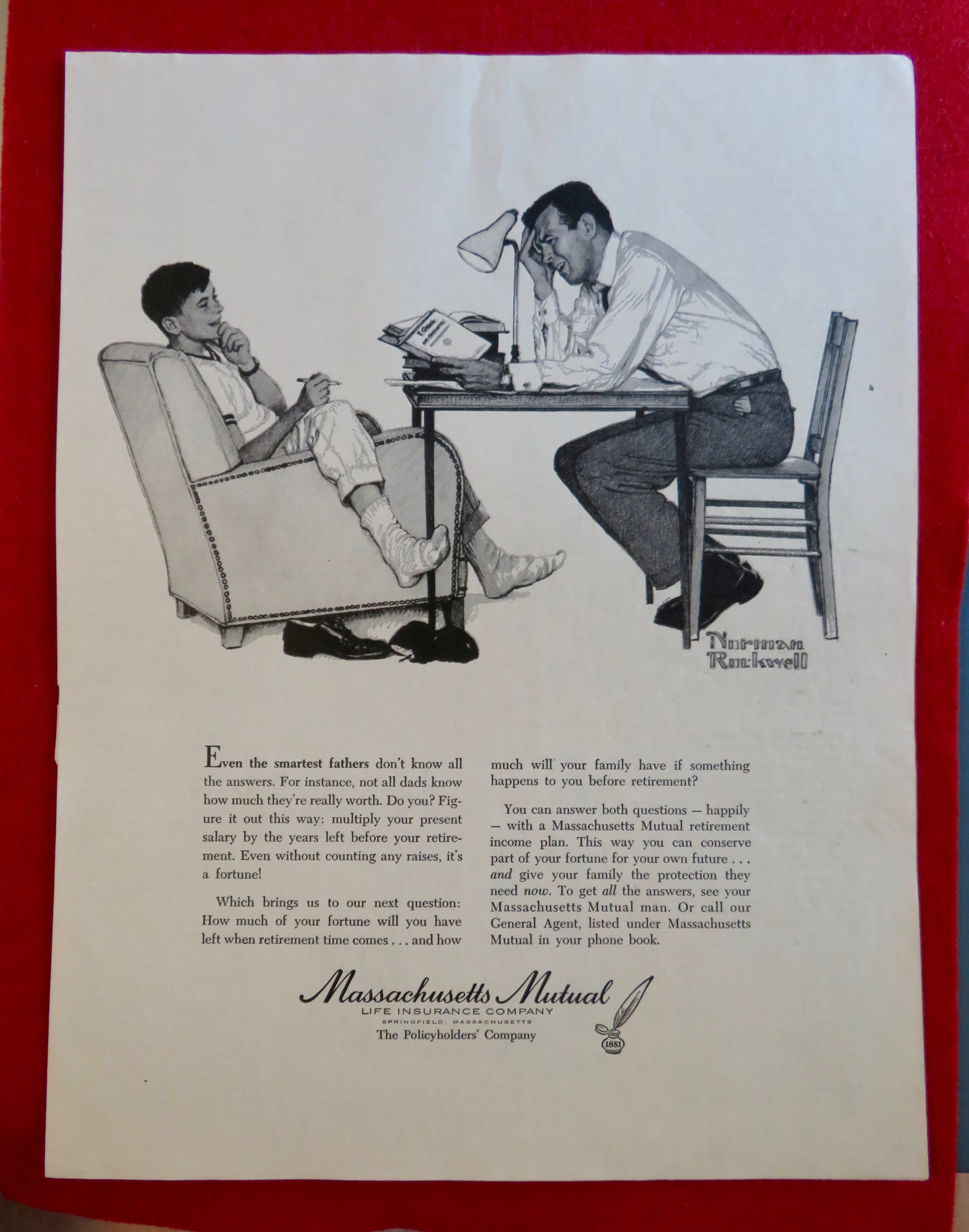 1958 Massachusetts Mutual Life Insurance By N Rockwell