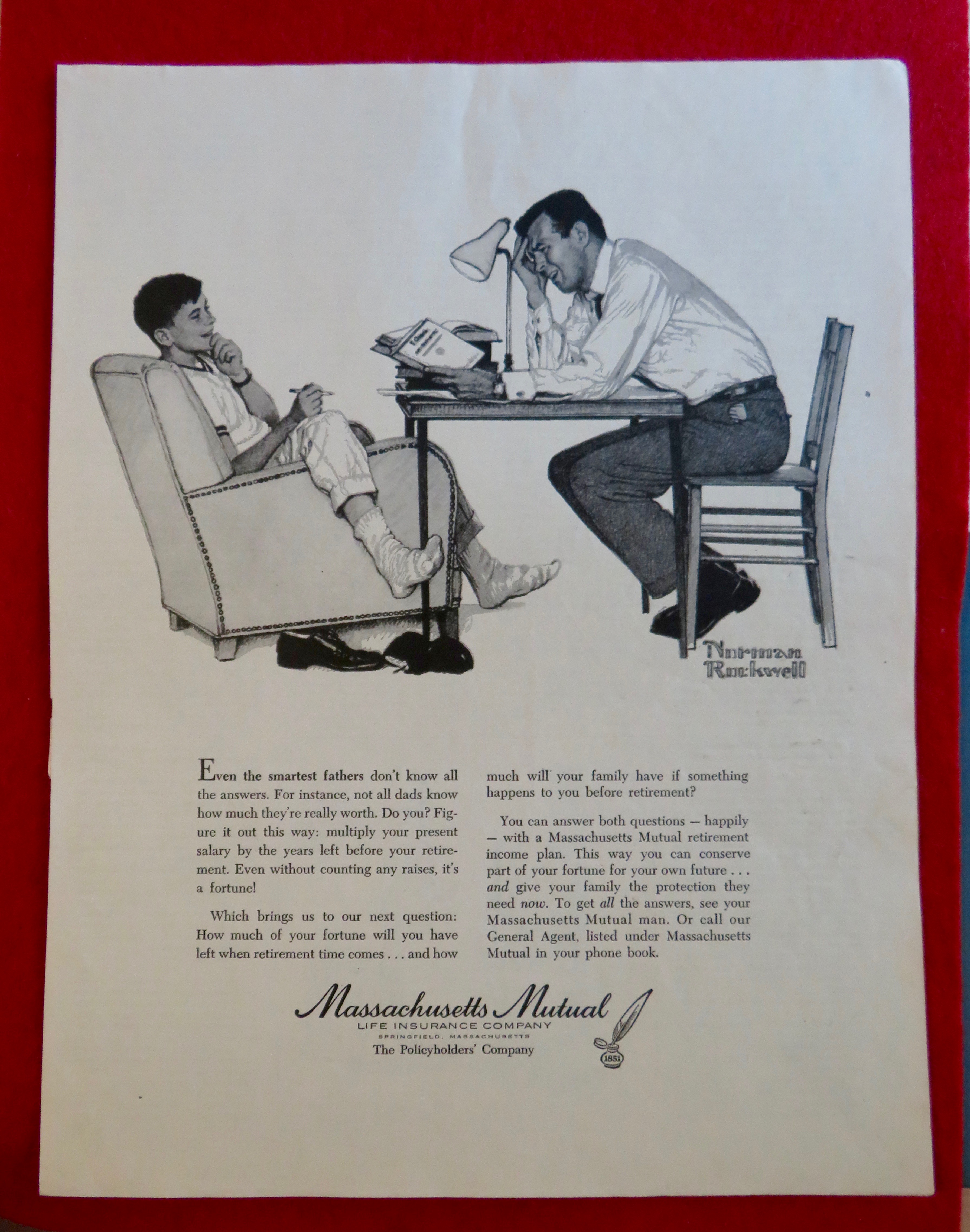 1958 Massachusetts Mutual Life Insurance By N Rockwell
