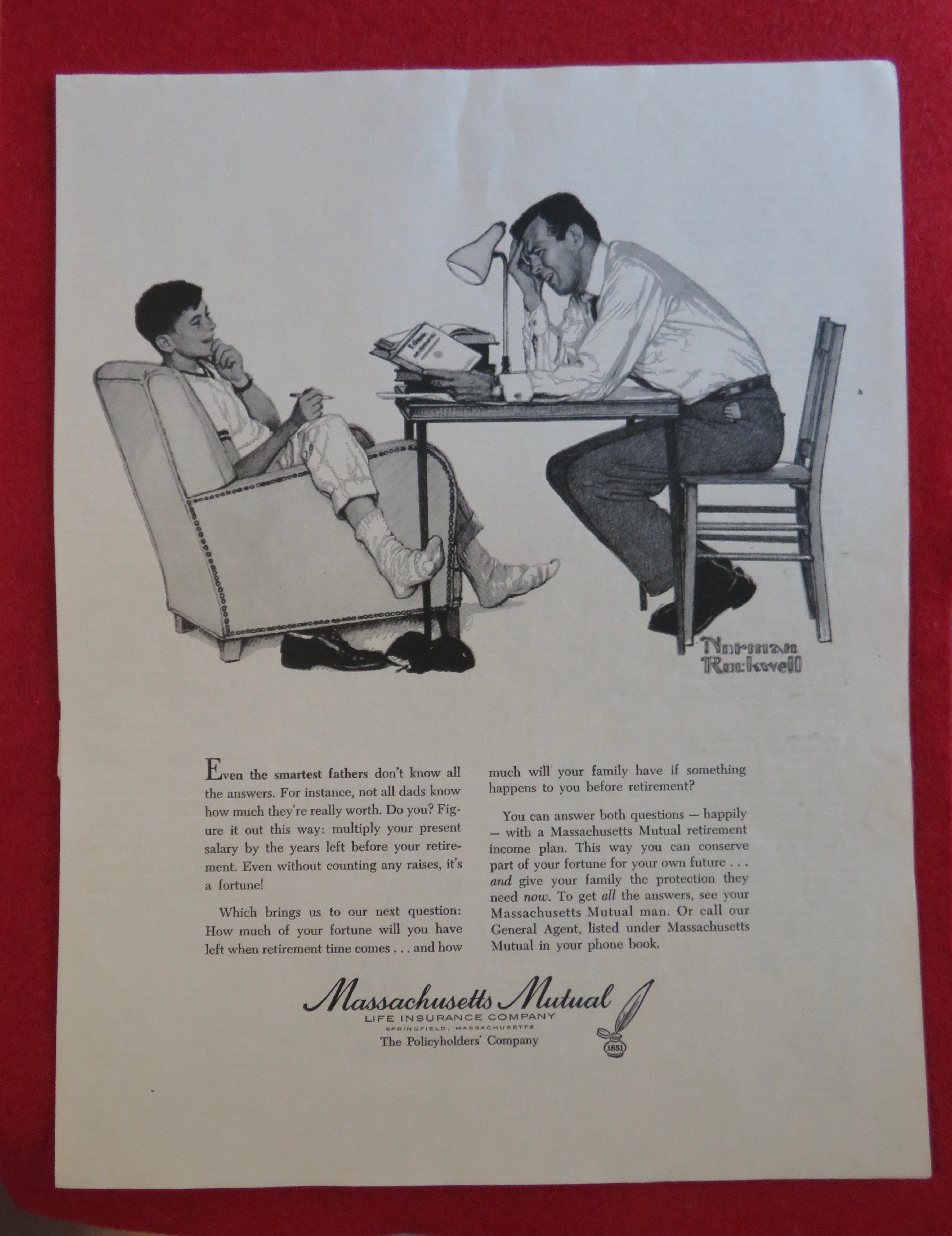 1958 Massachusetts Mutual Life Insurance By N Rockwell