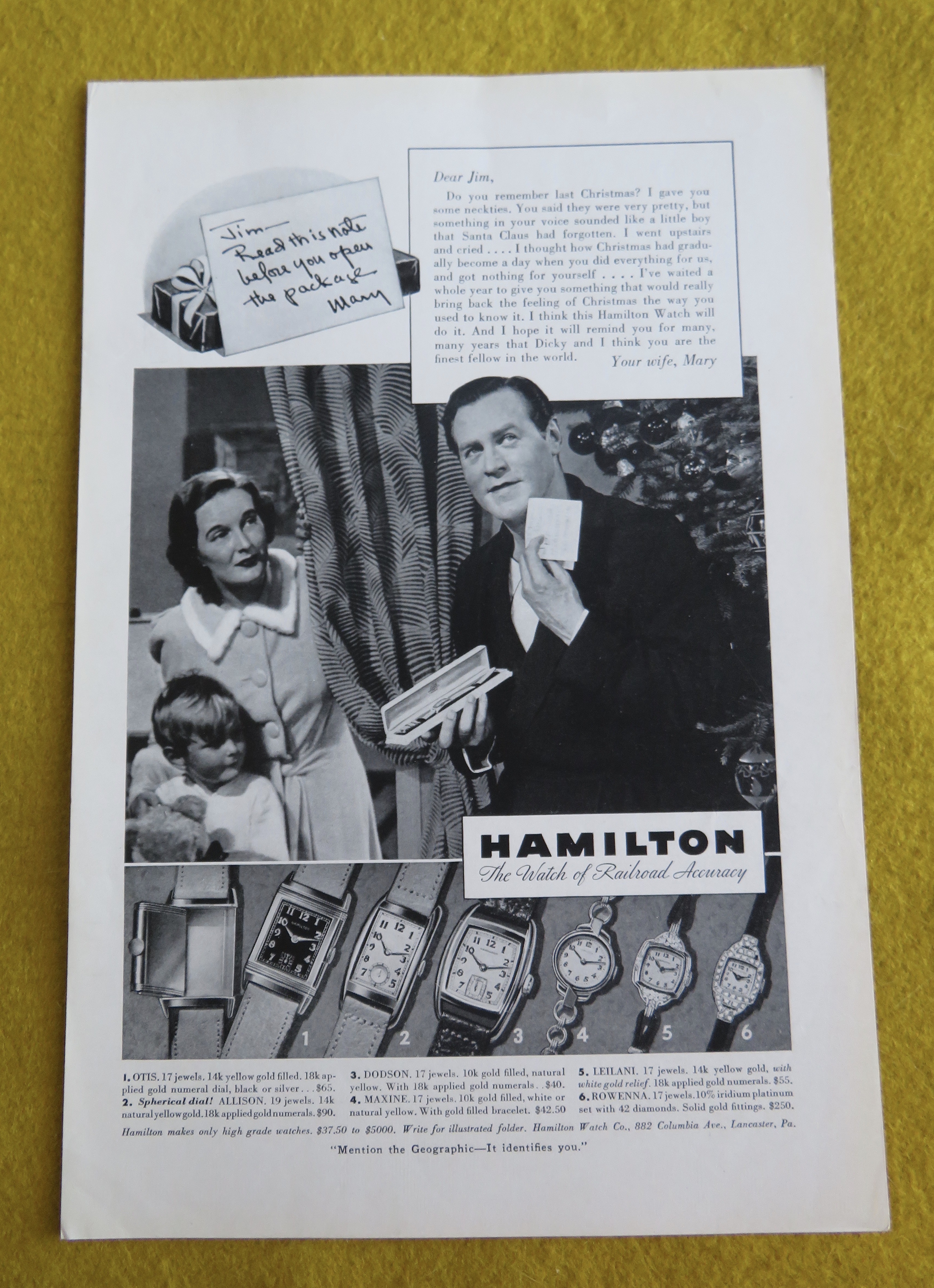 1938 Hamilton Watches with Man Opening Watch