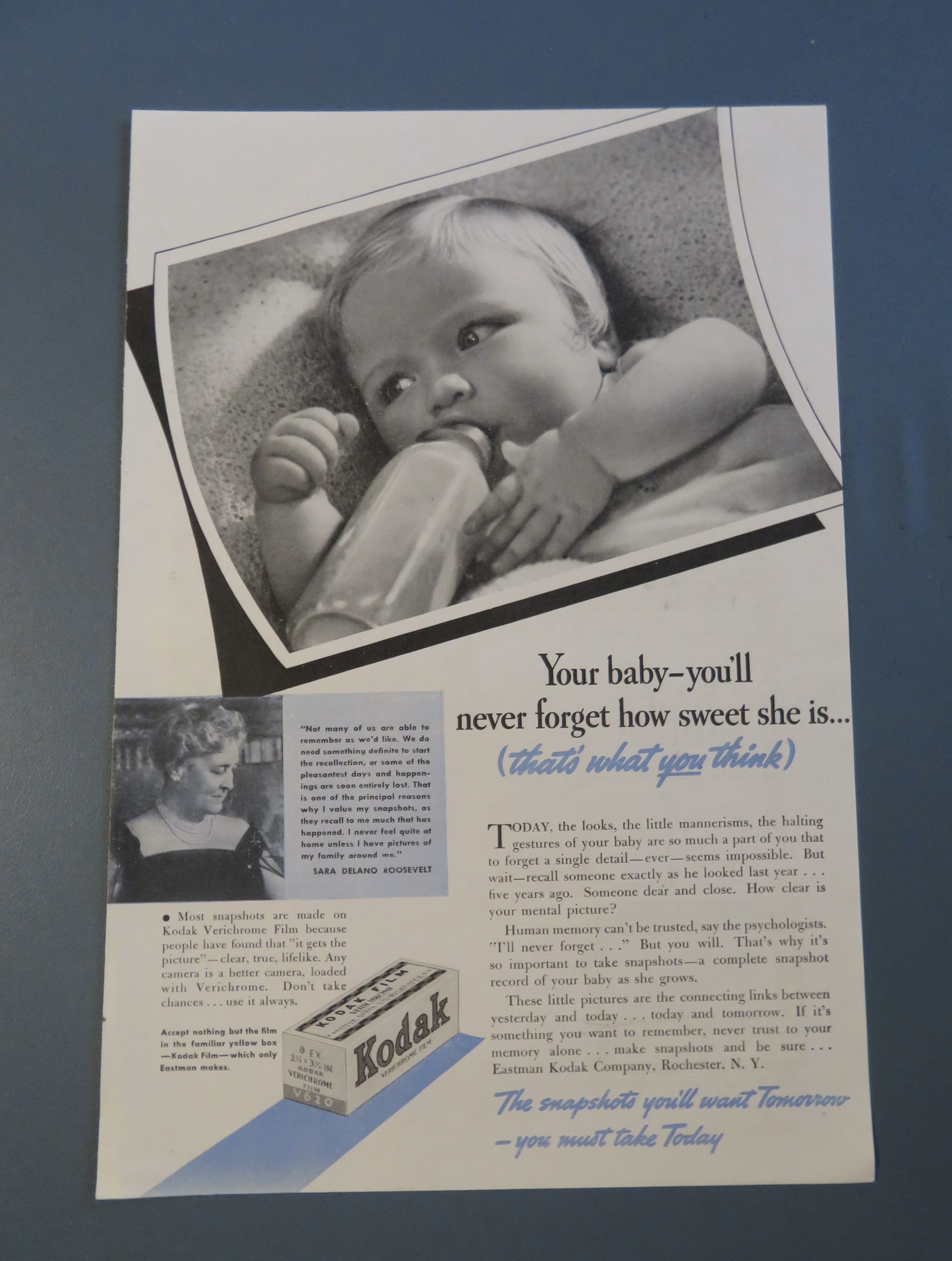 1937 Kodak Film with Baby Drinking Bottle
