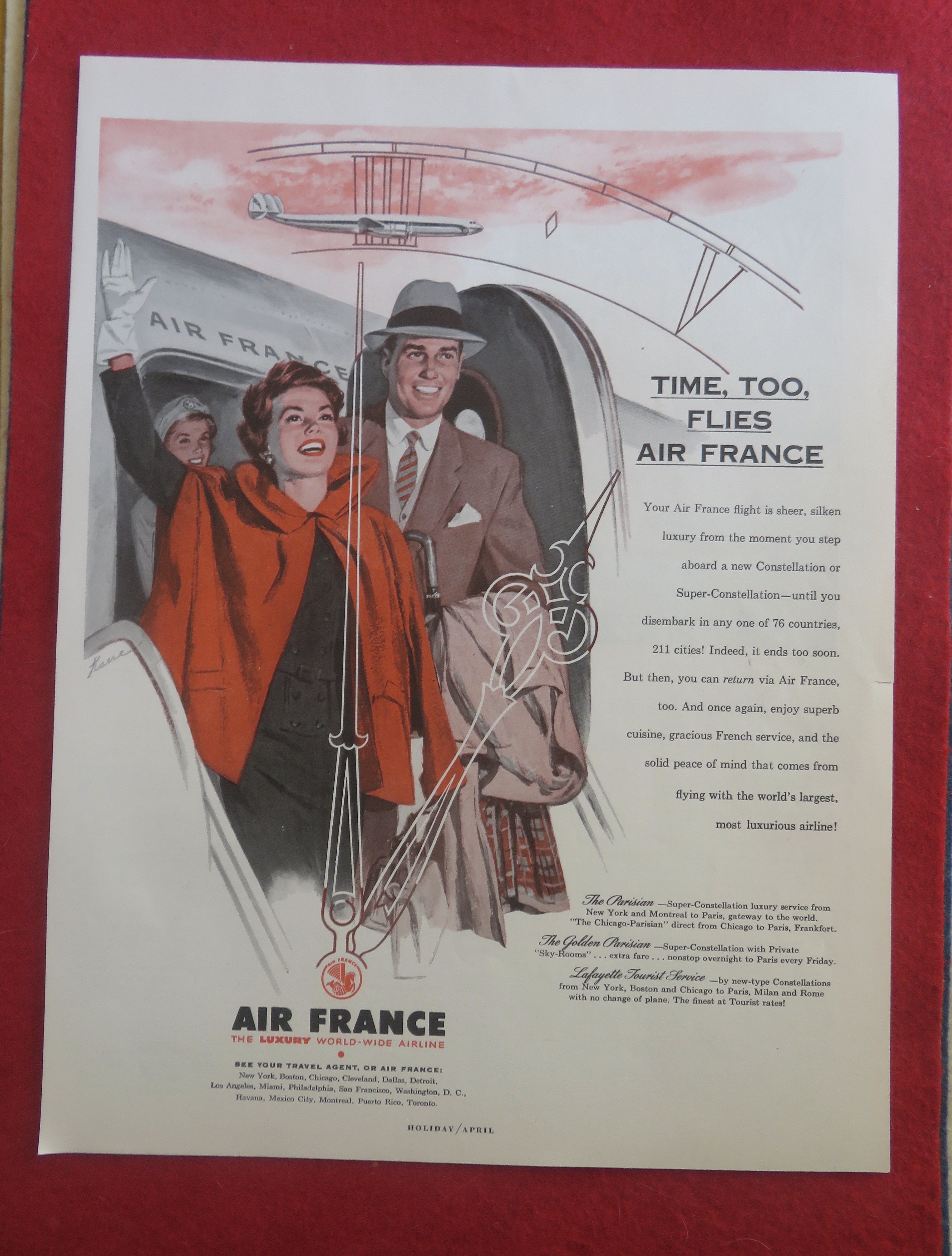 1950's Air France with Man & Woman Getting On Plane
