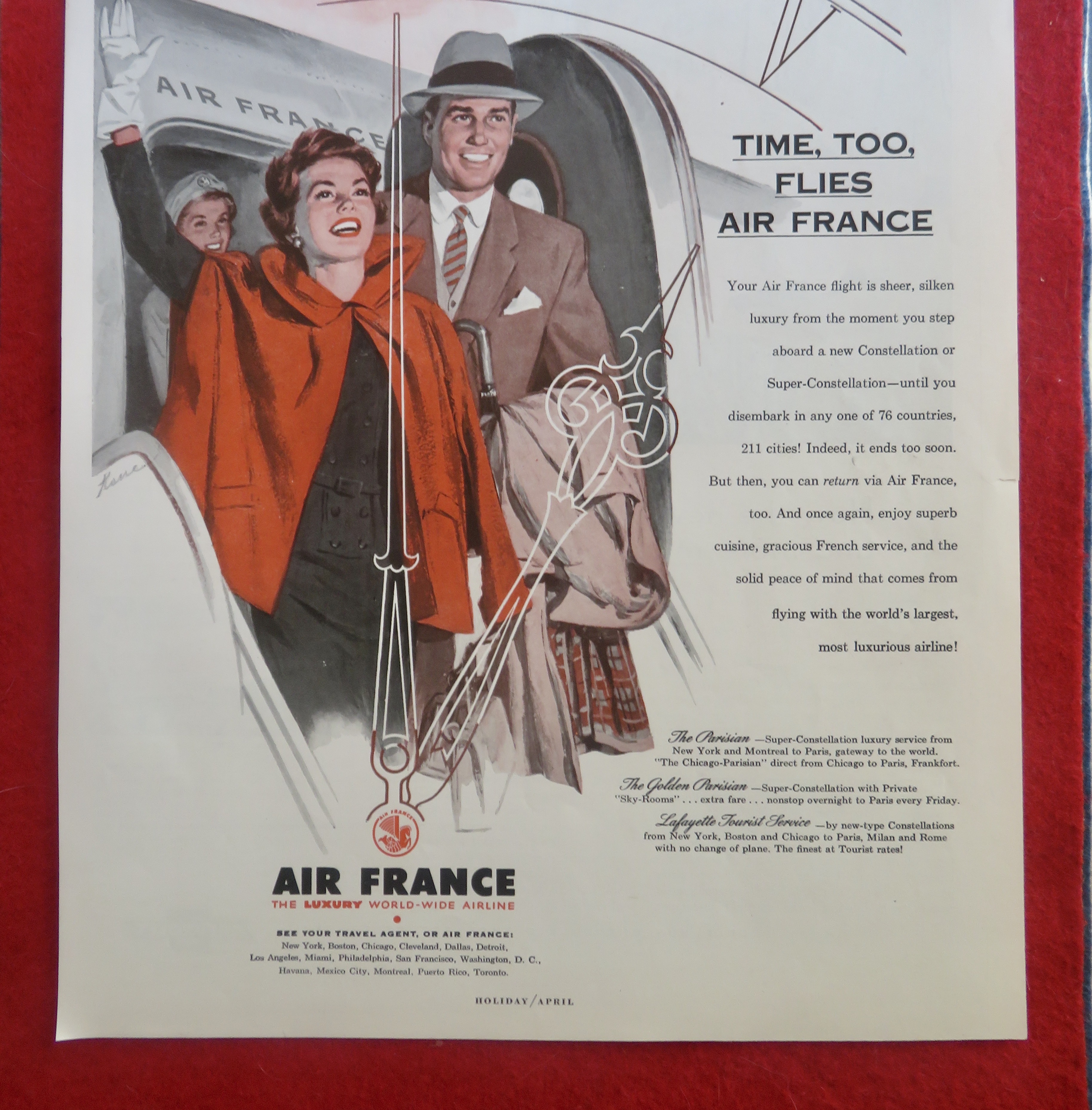 1950's Air France with Man & Woman Getting On Plane