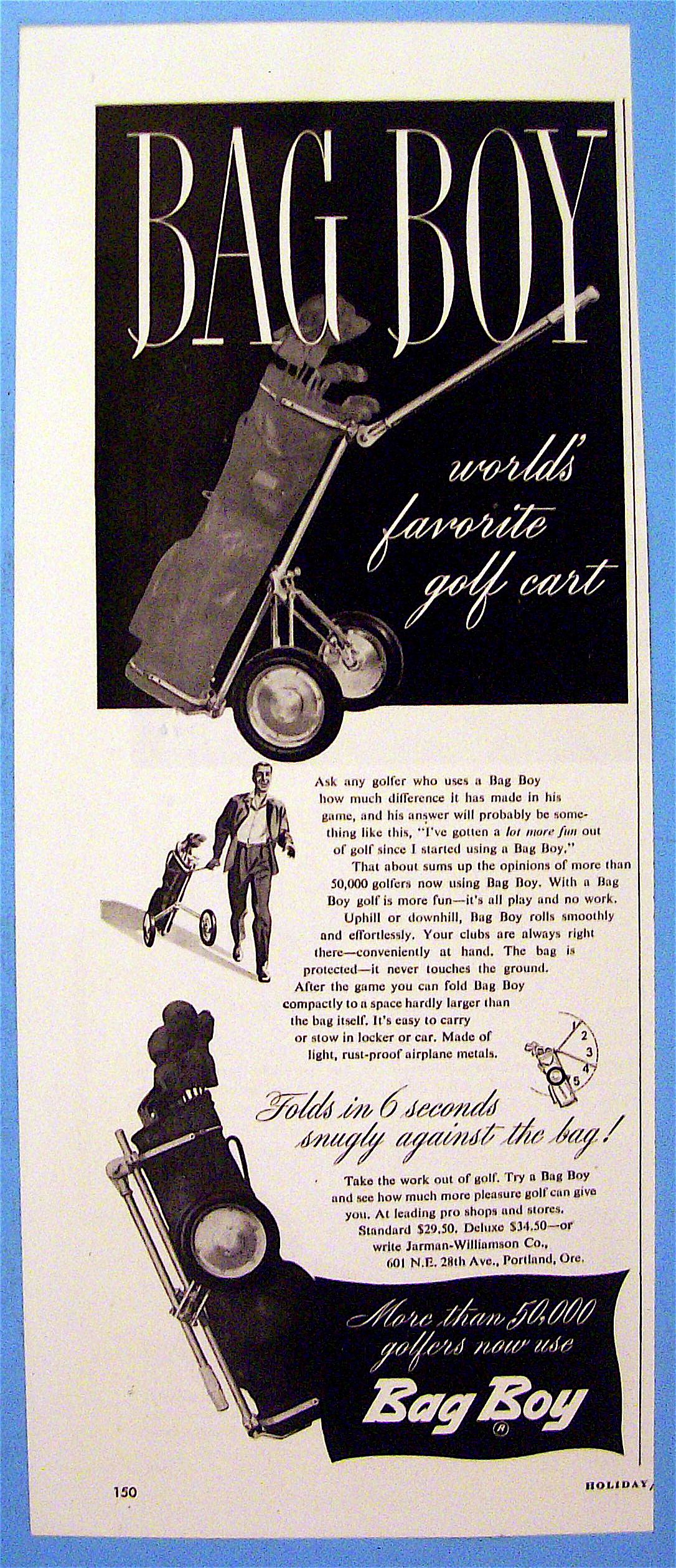 1949 Bag Boy with Golf Cart & Clubs