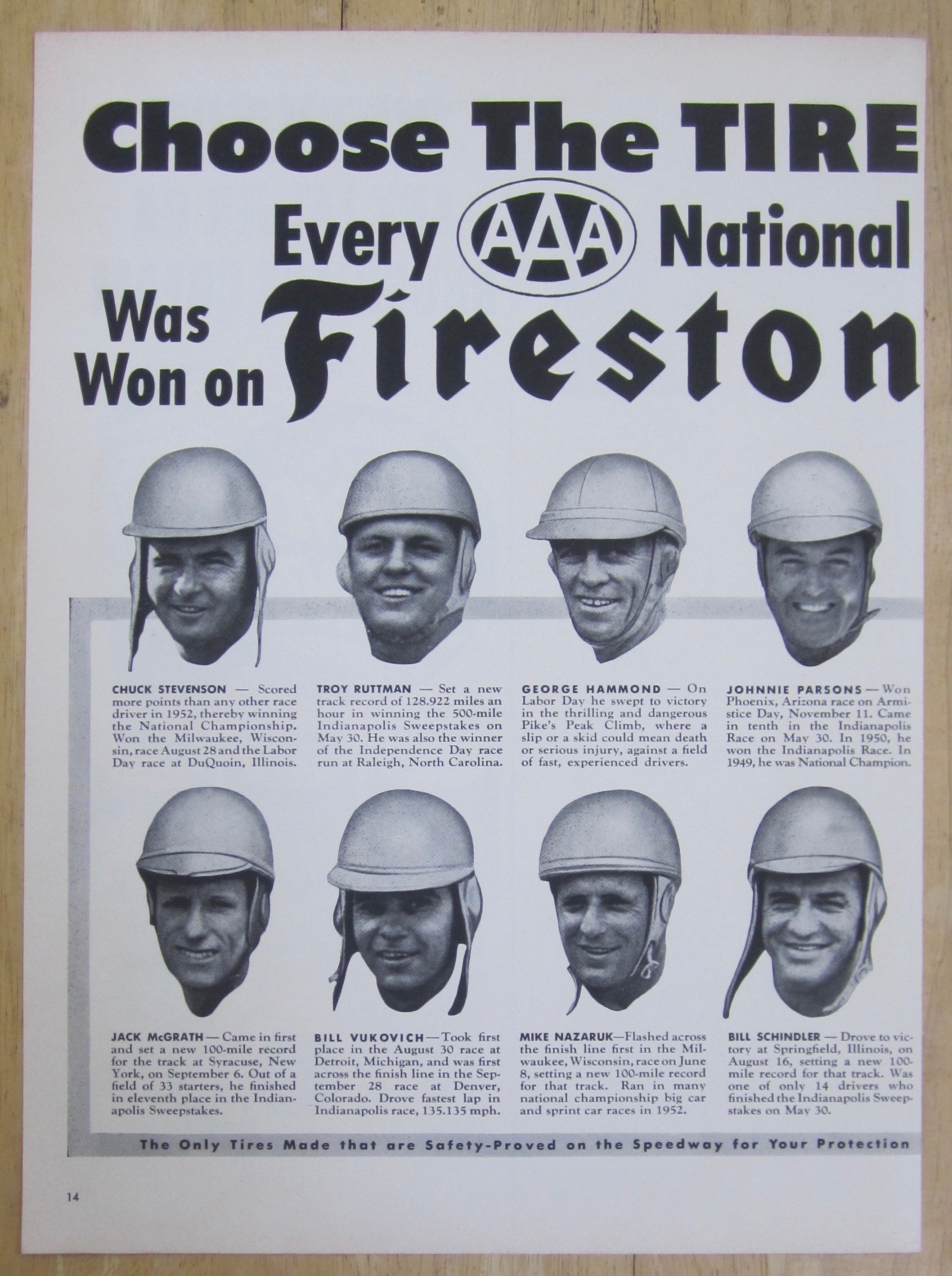 1953 Firestone Tires w/Ball, Vukovich, McGrath & More