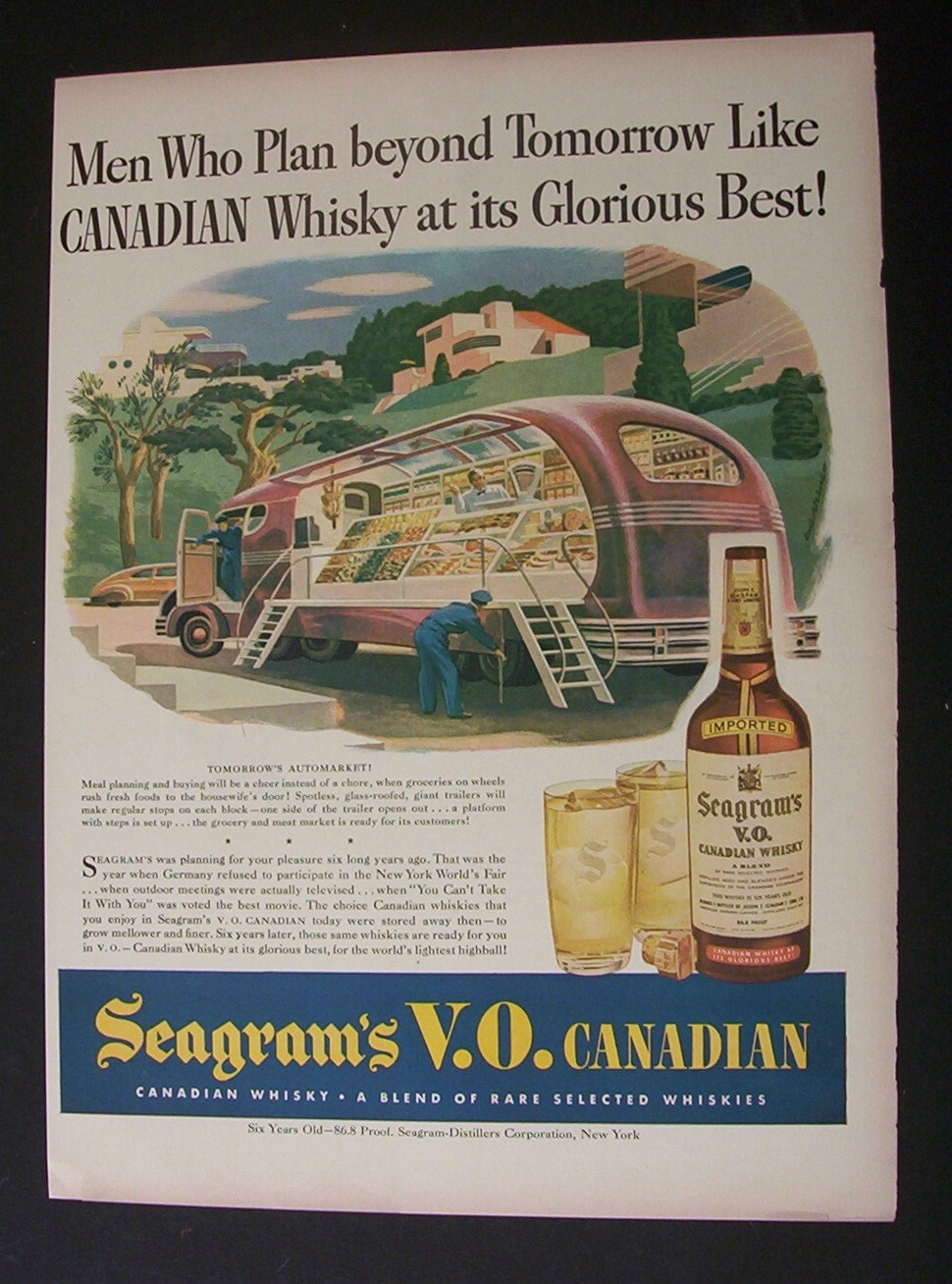 1944 Dual Ad: Shell  &  Seagram's  V. O.