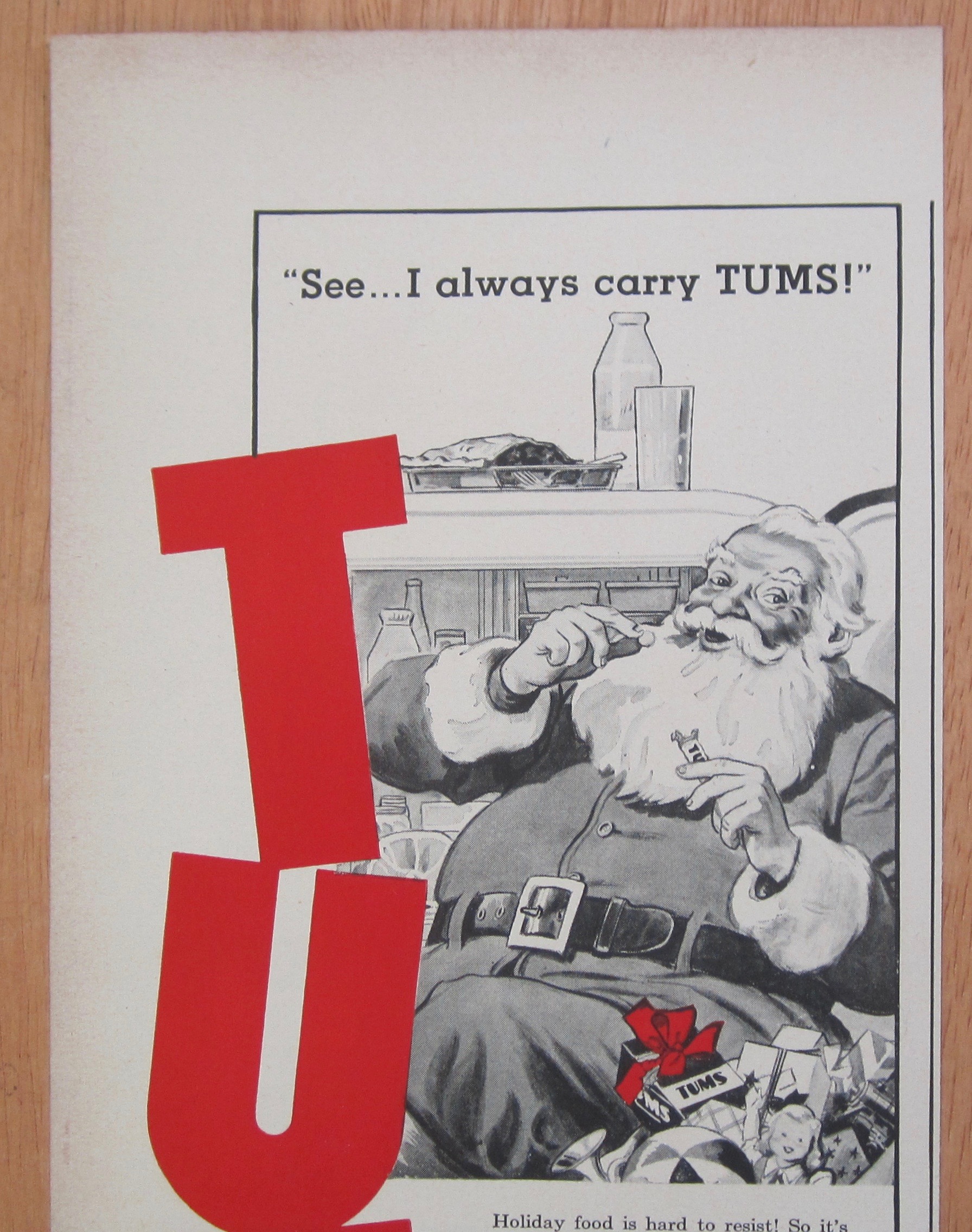 1940's Tums Stomach Distress with Santa Claus
