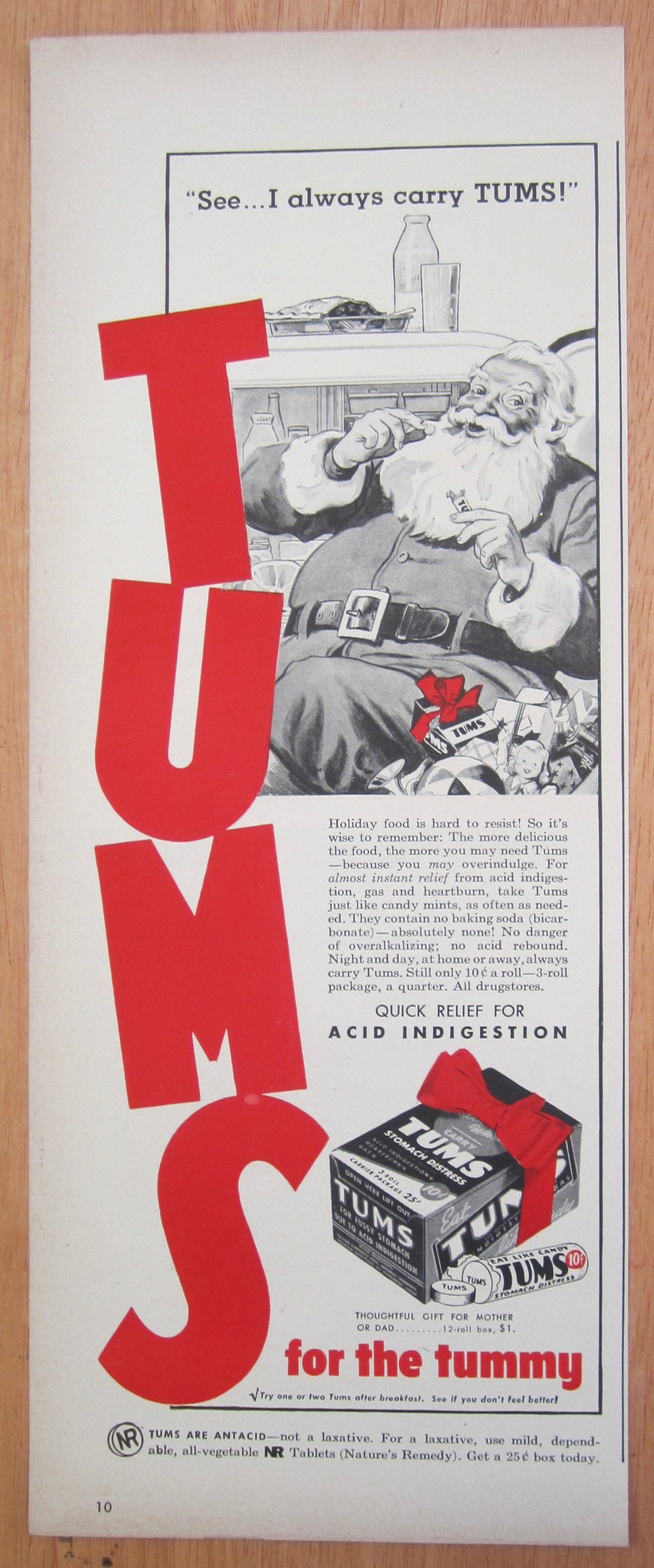 1940's Tums Stomach Distress with Santa Claus