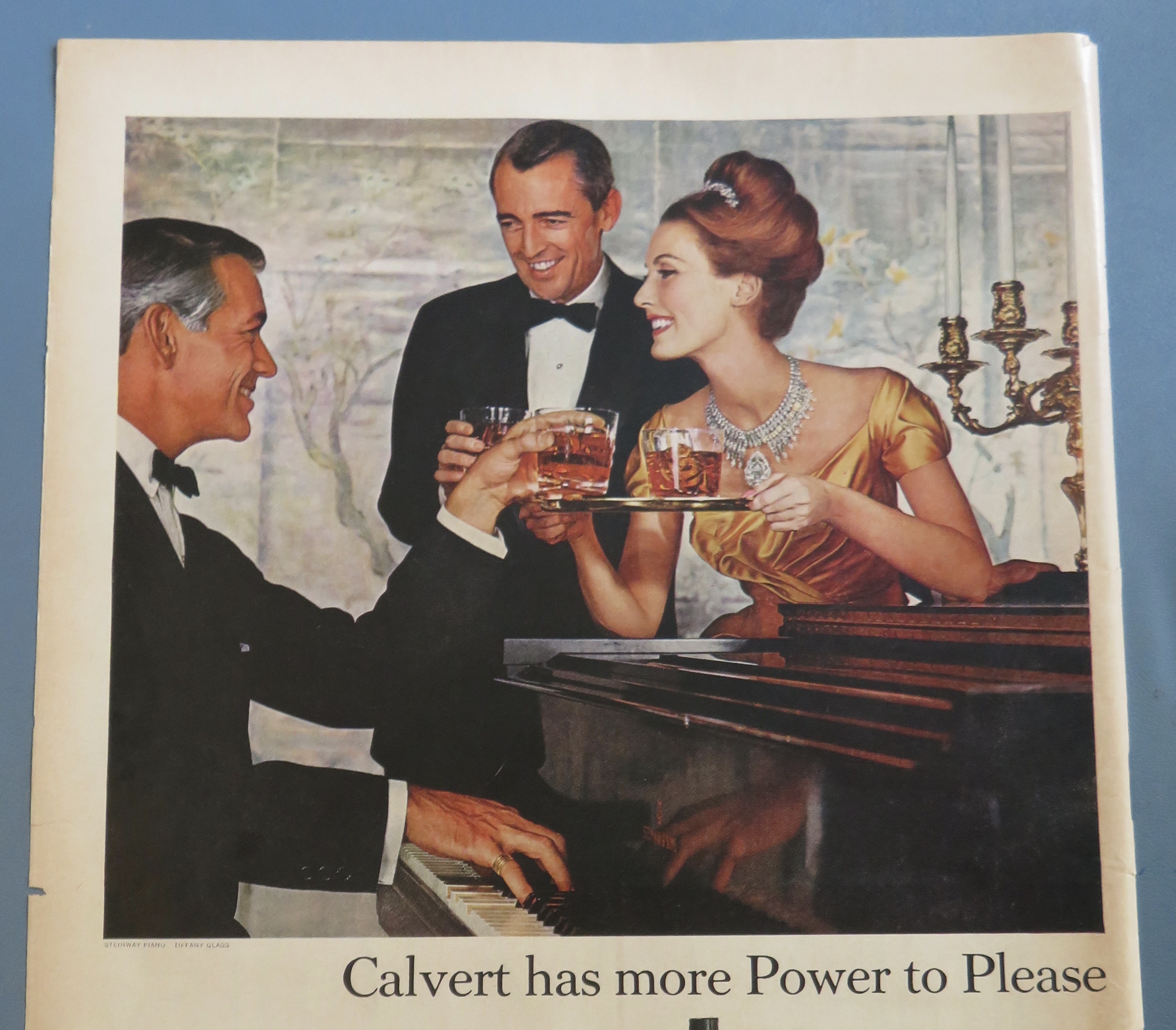 1960 Calvert Reserve Whiskey with Woman Serving Men
