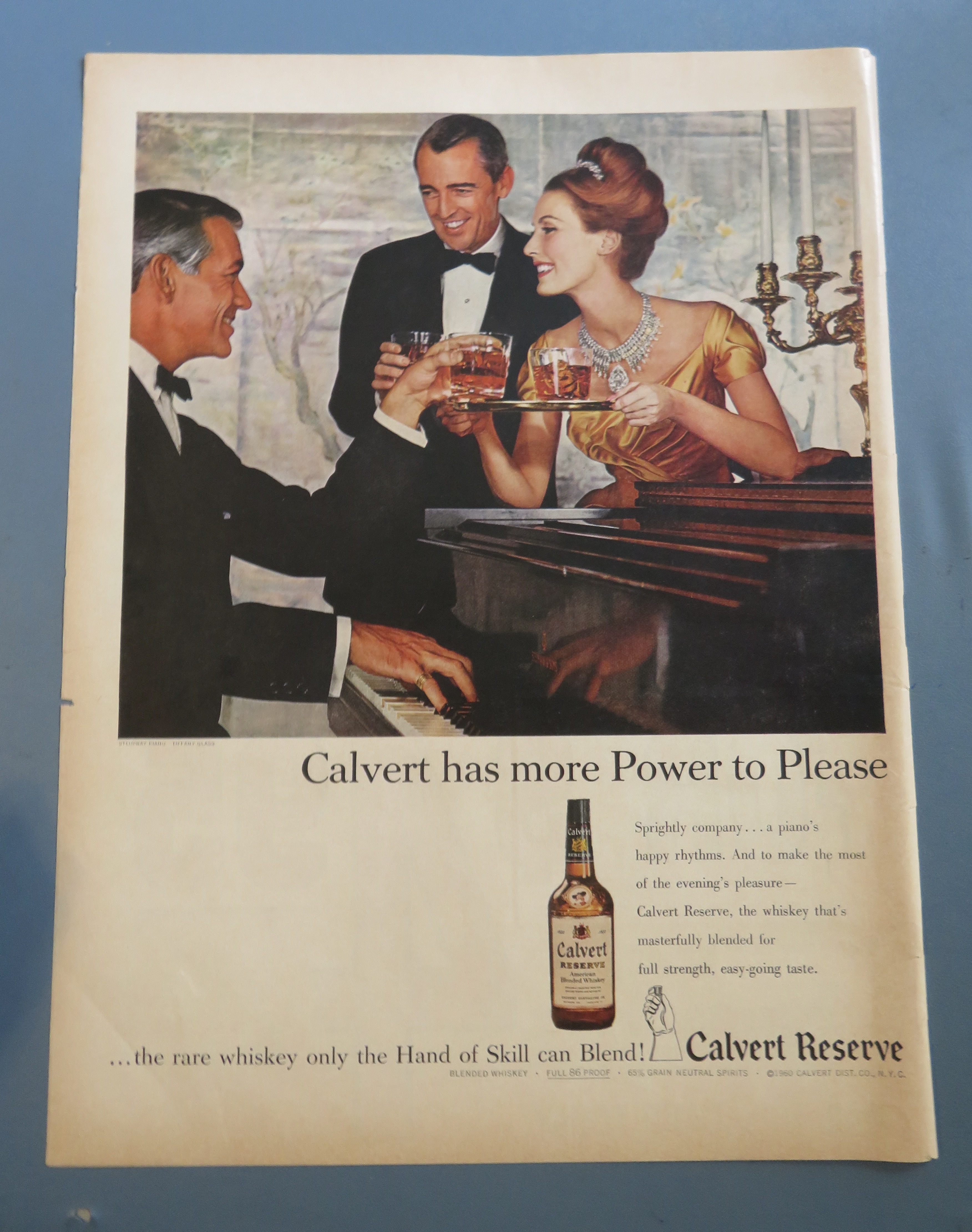 1960 Calvert Reserve Whiskey with Woman Serving Men
